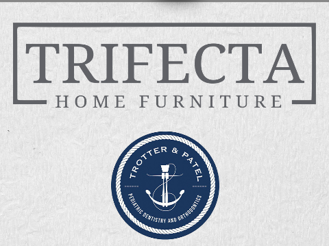 Trifecta Home Furniture and Trotter and Patel Orthodontics logo