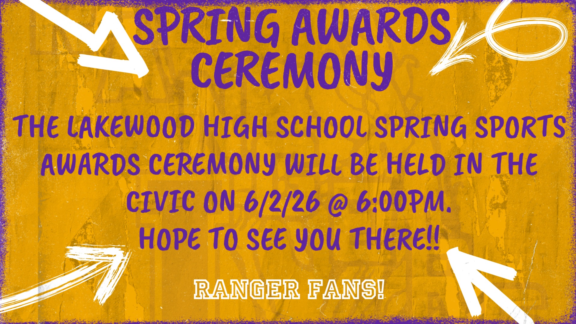 Spring Sports Awards on 6/2/26 @ 6:00pm
