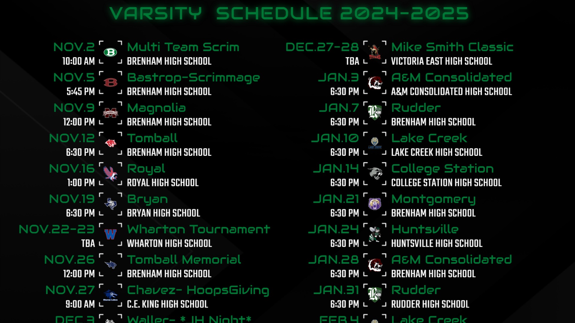 Slide 4 - Varsity Boys Basketball Schedule 24-25