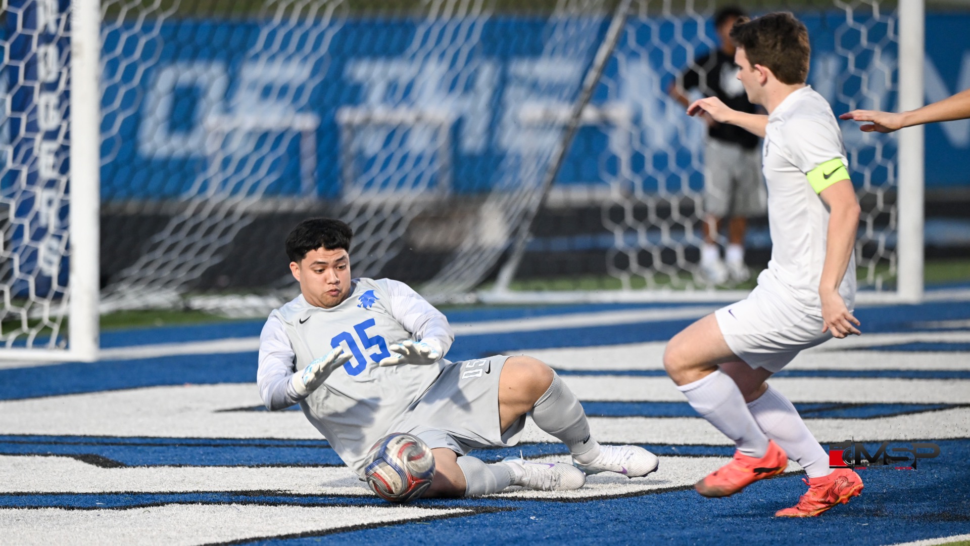 Slide 2 - Goal Keeper Luis Recinos with the save!