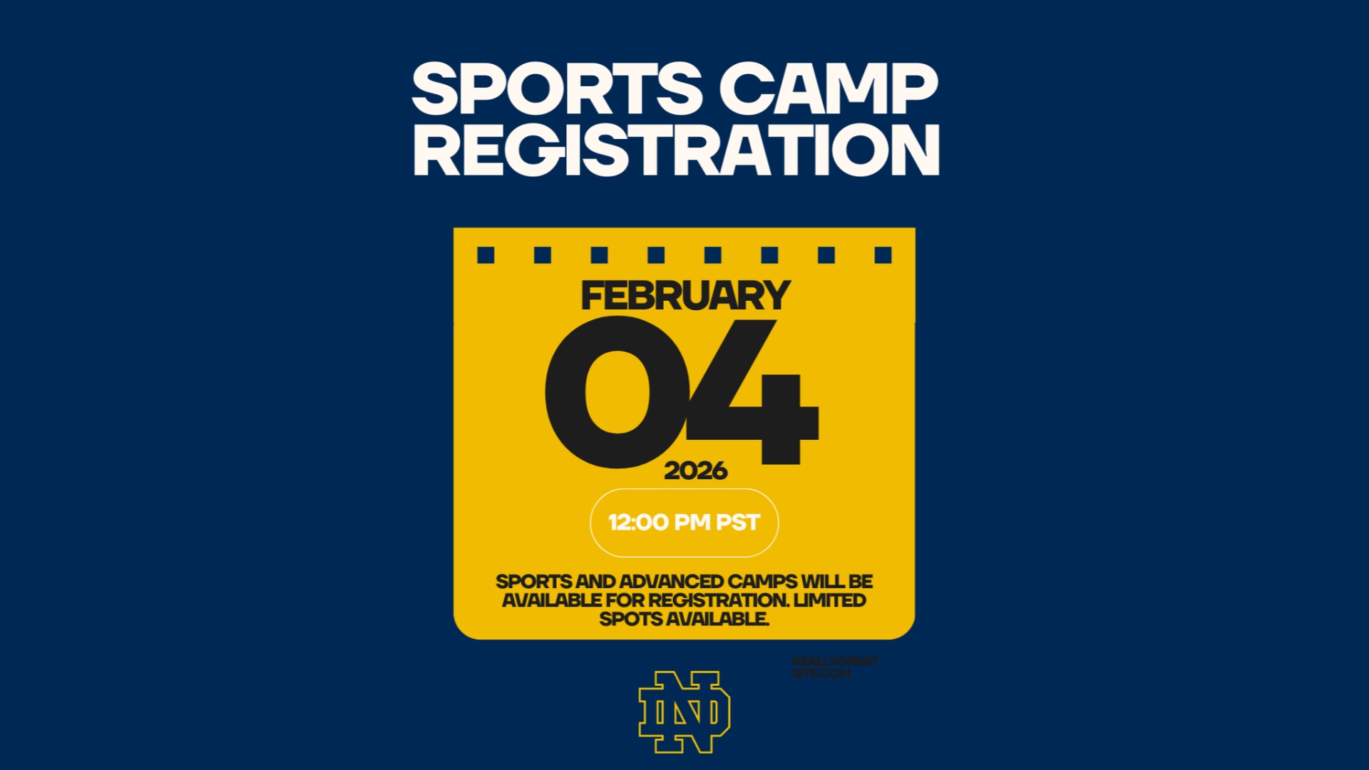 Slide 0 - Sports Camp Registration Opens February 4th at Noon 