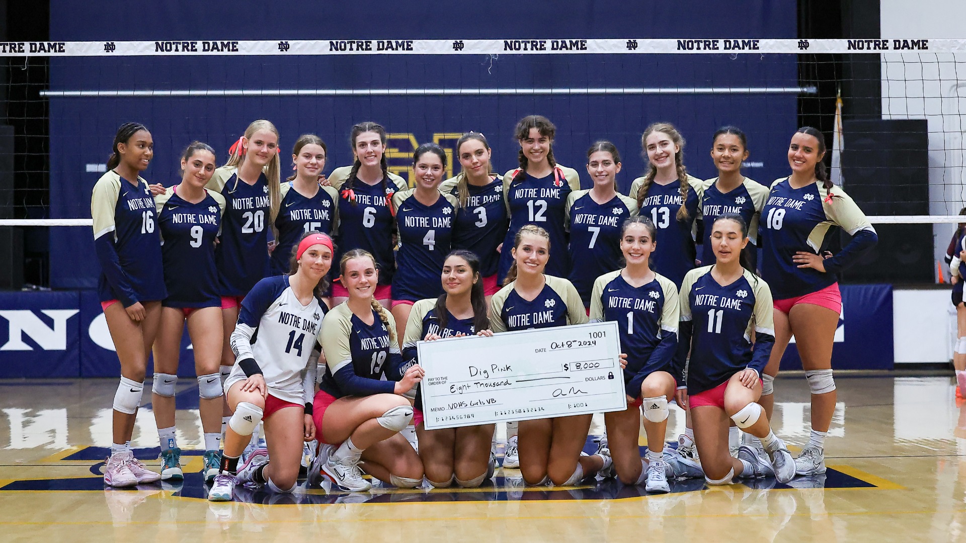 Slide 3 - Notre Dame Volleyball Set For Dig Pink Match