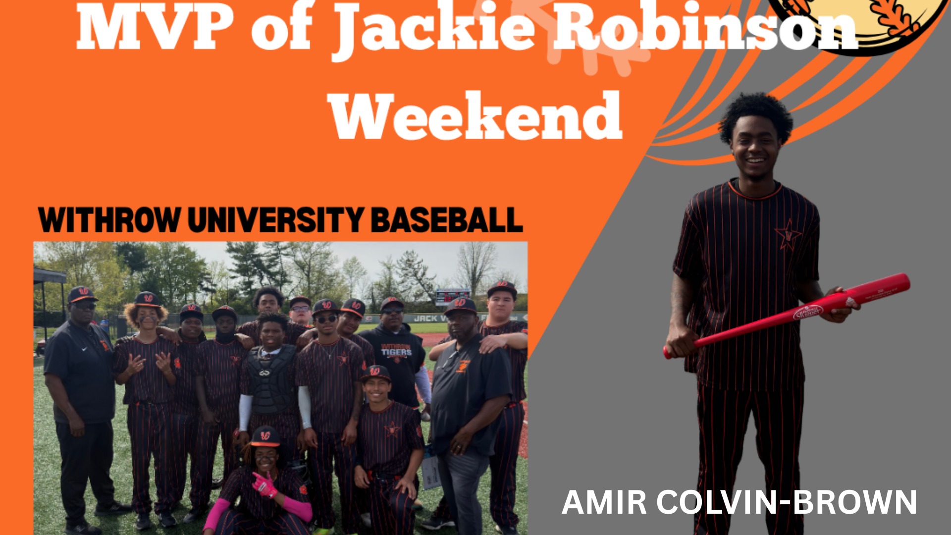 Slide 1 - Shout out to the Withrow University Baseball team for their performance and team victory at the Reds Futures High School Showcase this weekend (April 11th). Amir Colvin-Brown was recognized as MVP of the Jackie Robinson Weekend for baseball.