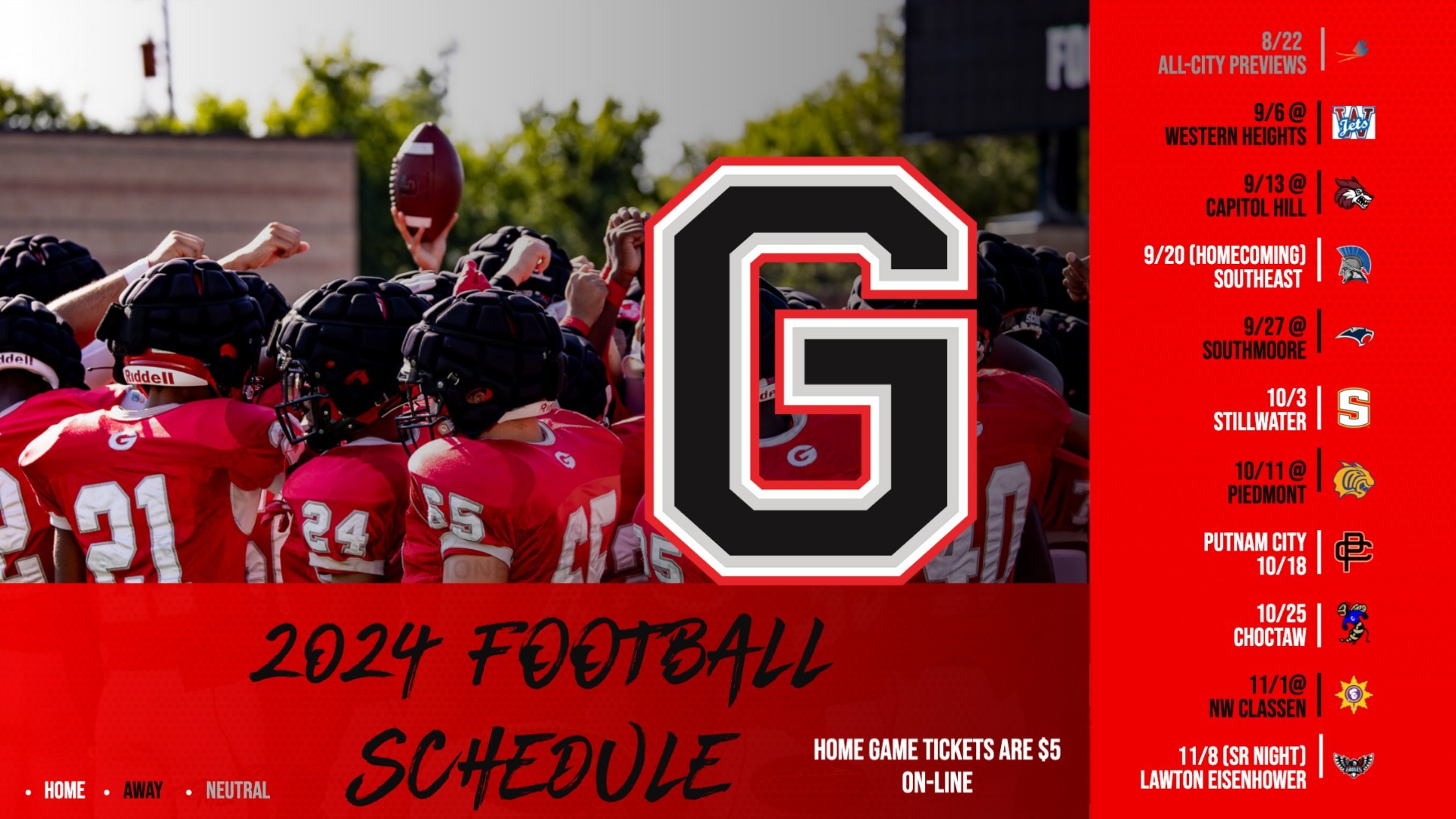 Slide 6 - 2024 FOOTBALL SCHEDULE