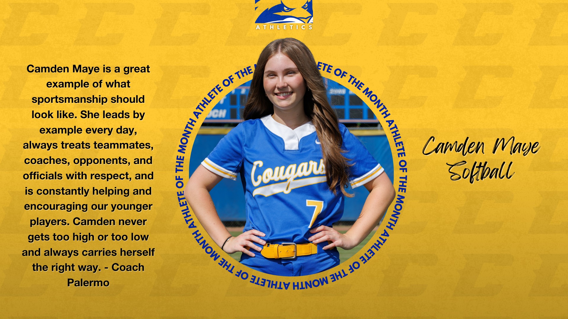 Slide 1 - September 2026 Female Student Athlete of the Month