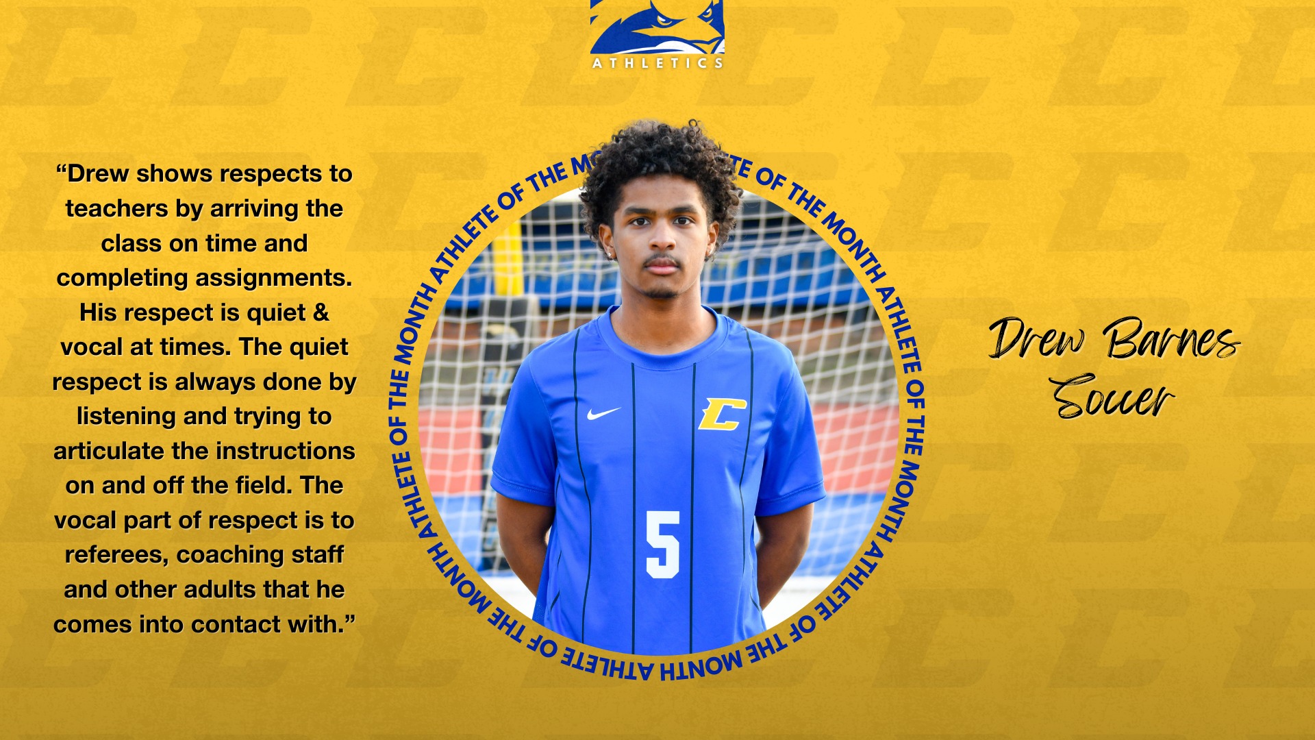 Slide 2 - Drew Barnes - January Athlete of the Month!