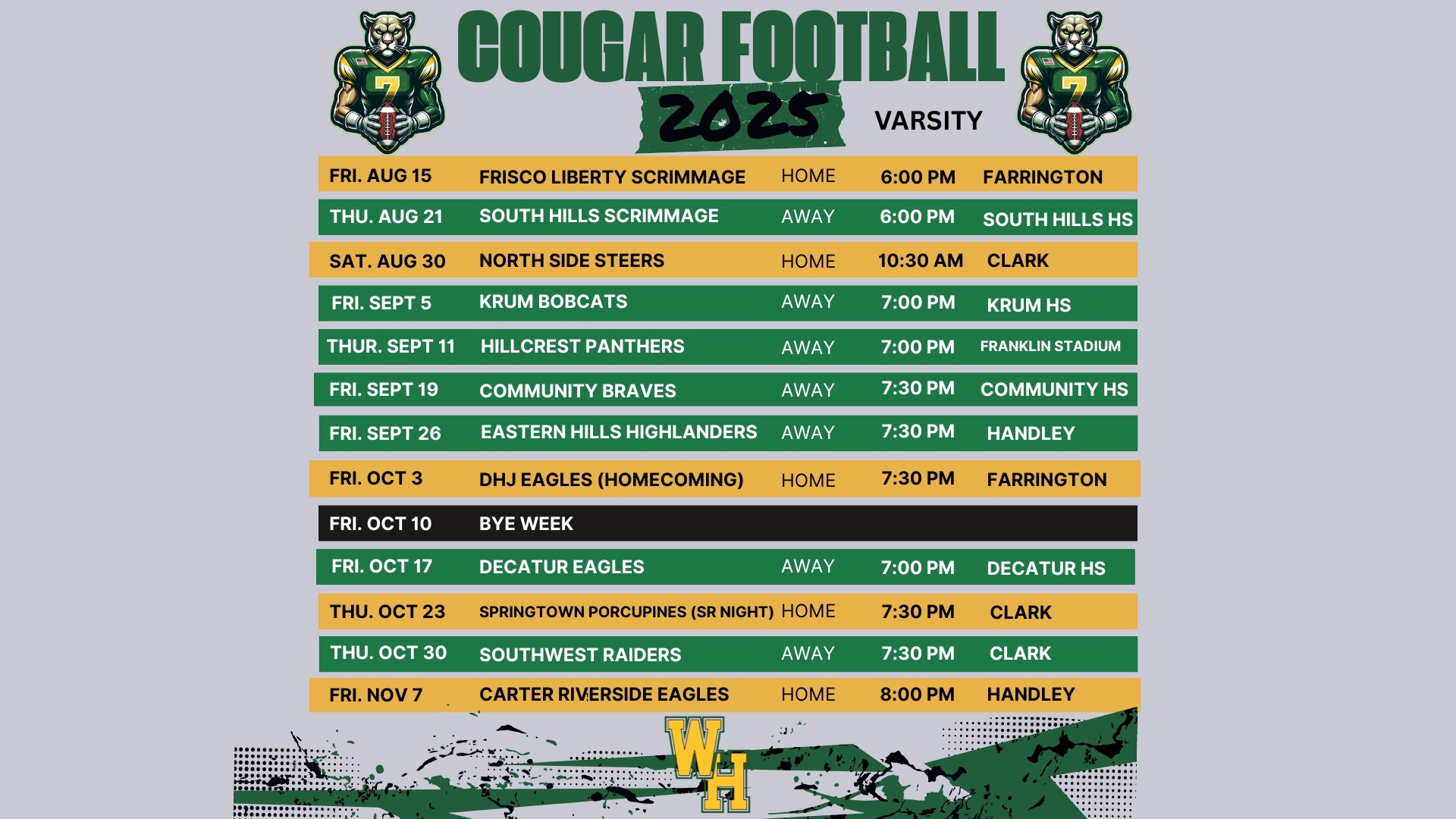 Slide 1 - 2025 VARSITY FOOTBALL SCHEDULE 