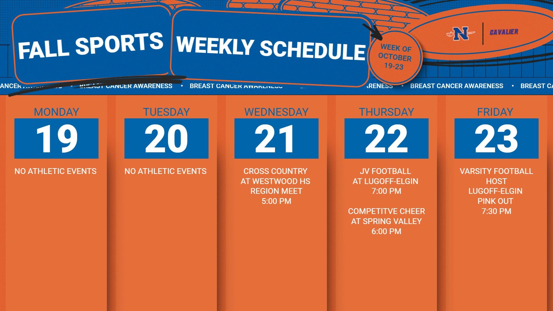 Slide 0 - Athletic Events | Oct 19 -23
