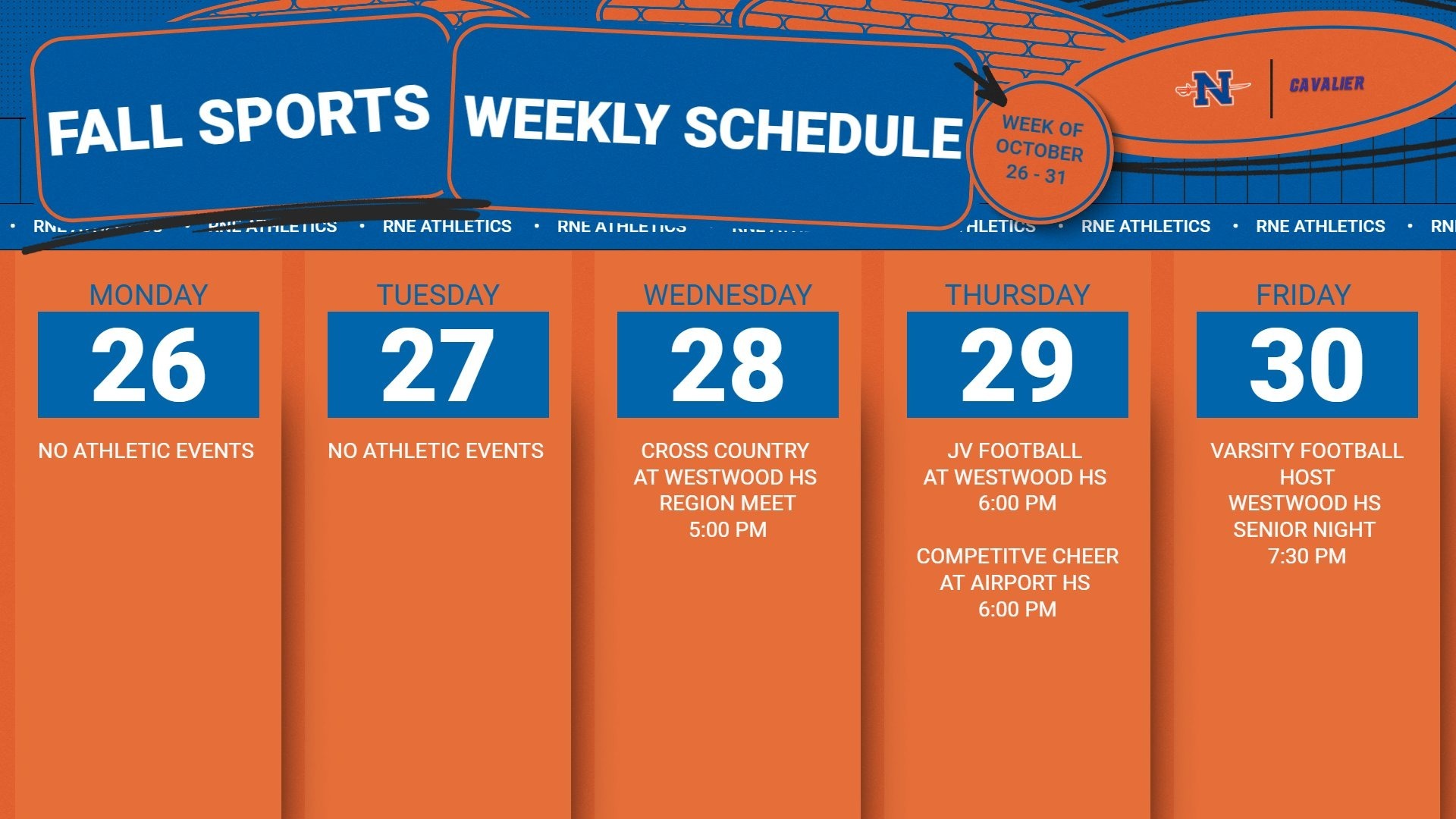 Slide 0 - Athletic Events | Oct 26-30
