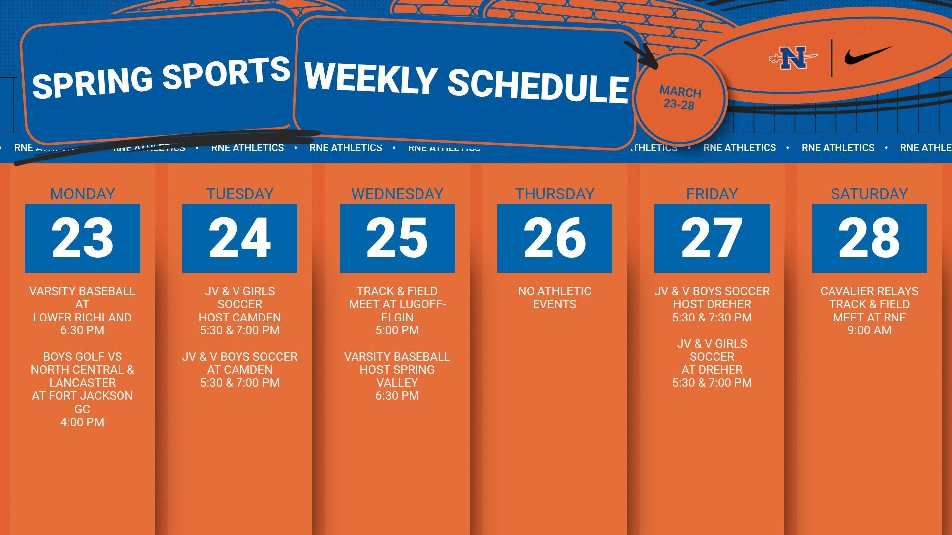 Slide 0 - Athletic Events | March 23-28 