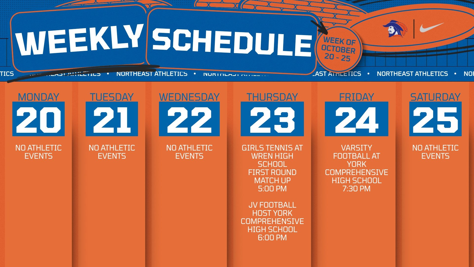 Slide 1 - Athletic Events | Oct 20 -25