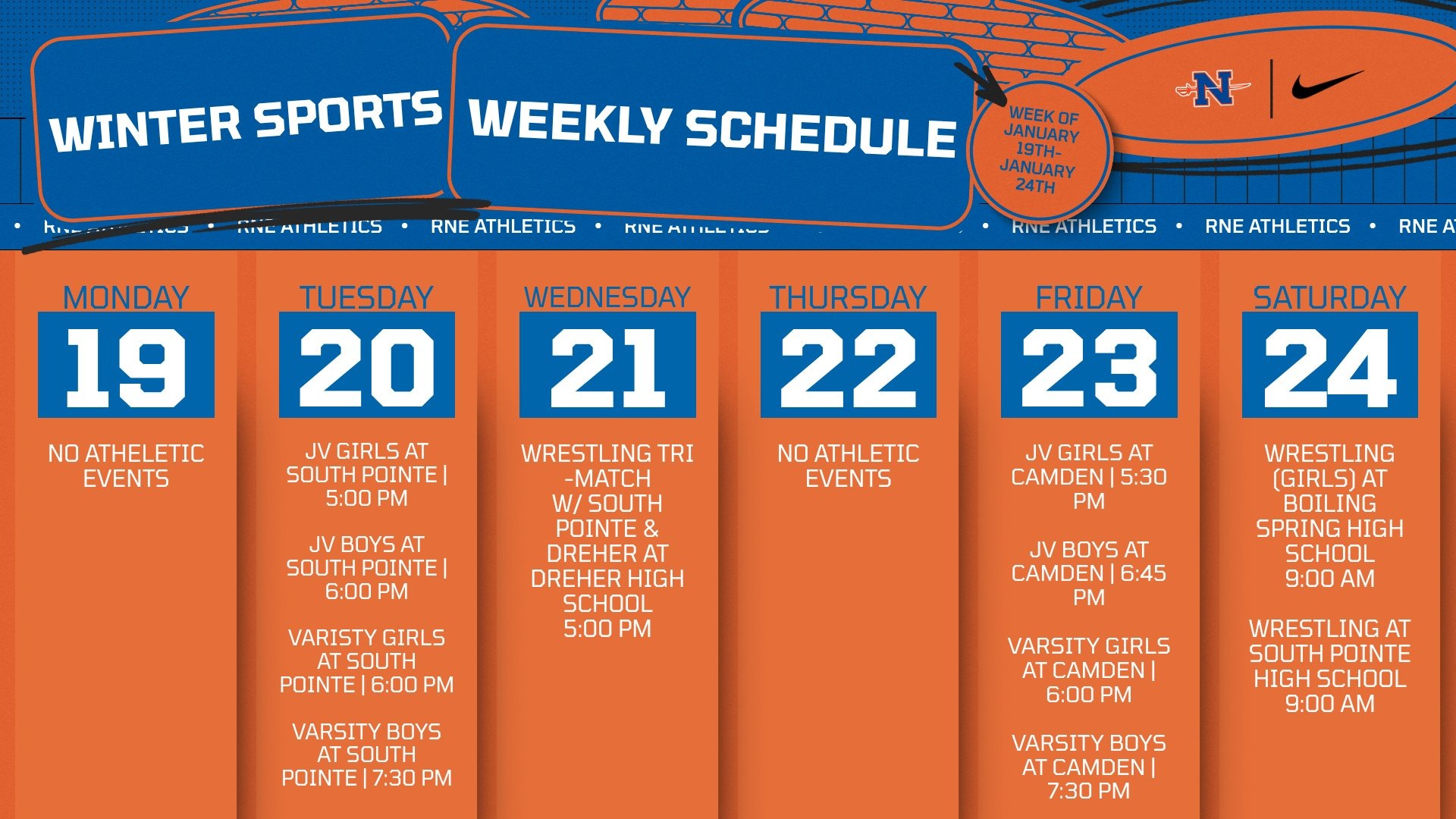 Slide 0 - Athletic Events | Jan 19 - 24