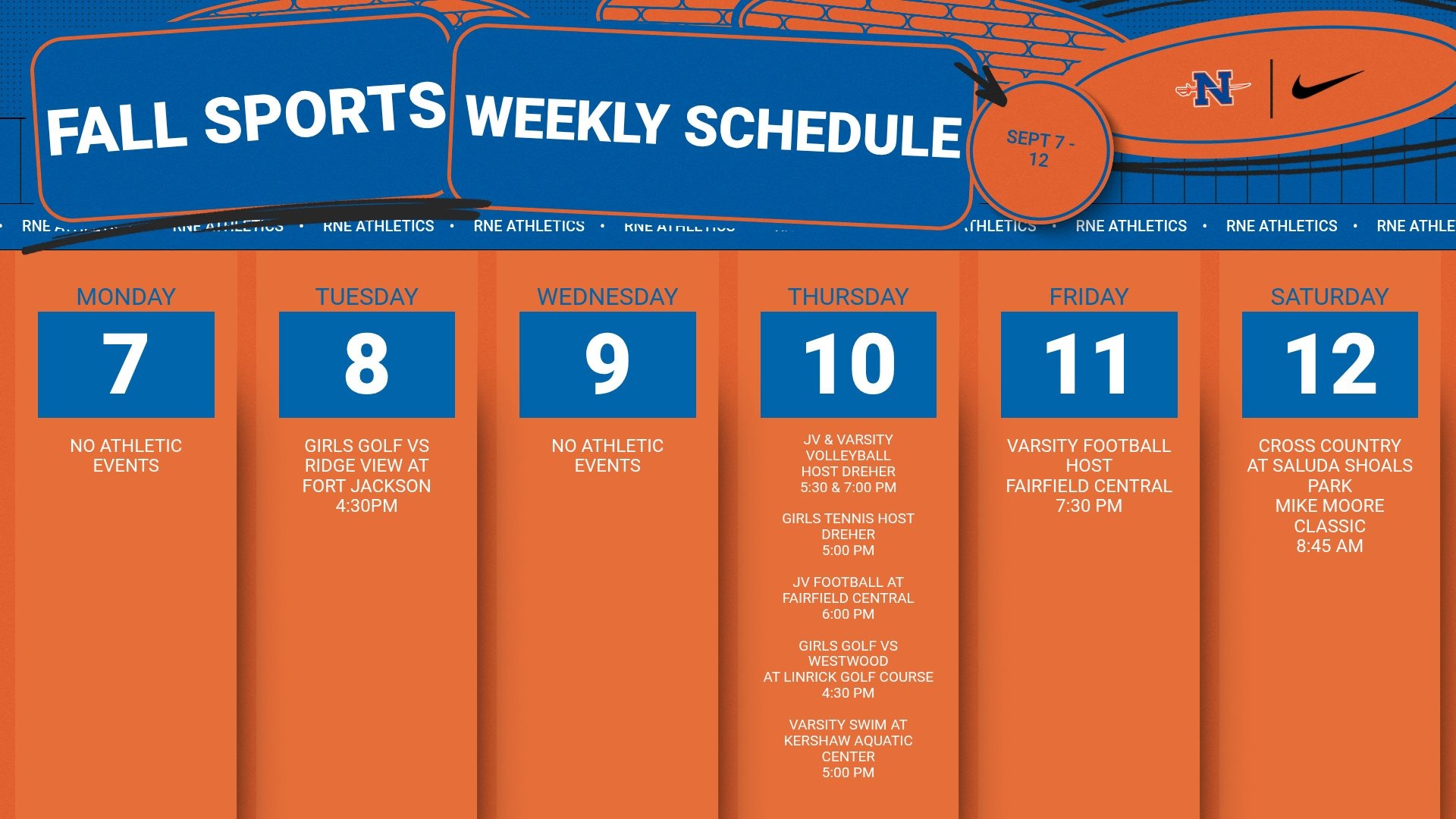 Slide 0 - Athletic Events | Sept 7-12 
