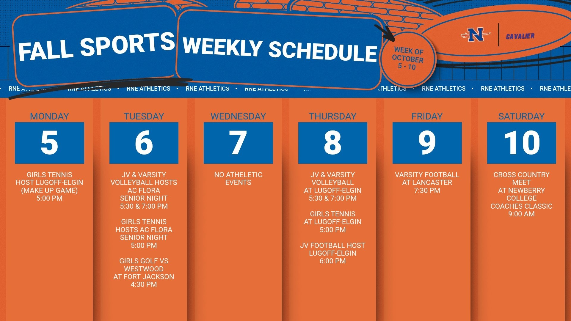 Slide 0 - Athletic Events | Oct 5 - 10 