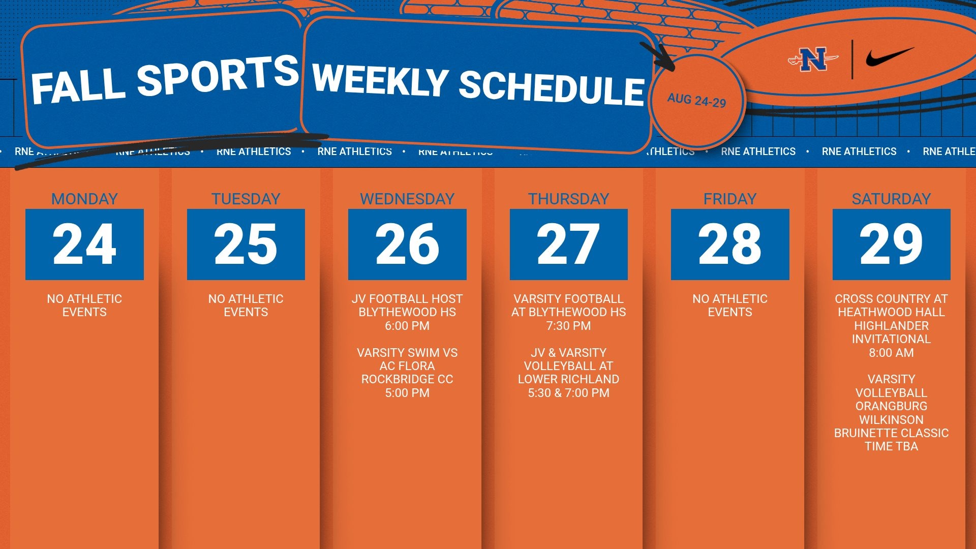 Slide 0 - Athletic Events | Aug 24- 29