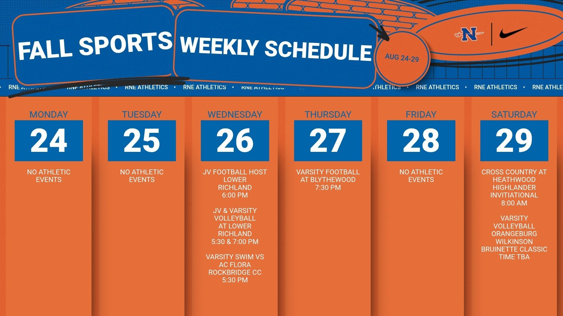 Slide 0 - Athletic Events | Aug 24- 29
