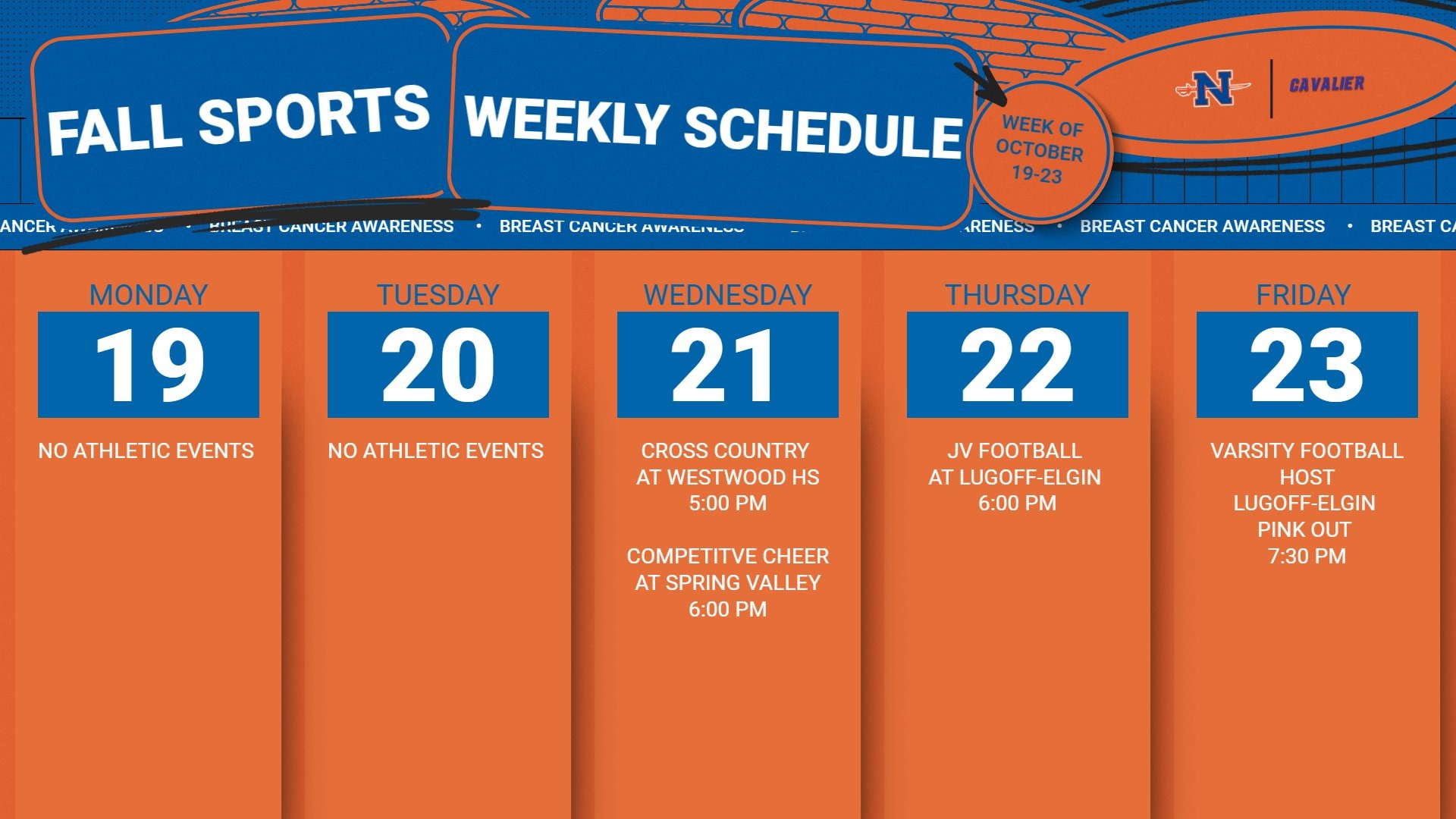 Slide 1 - Athletic Events | Oct 19 -23