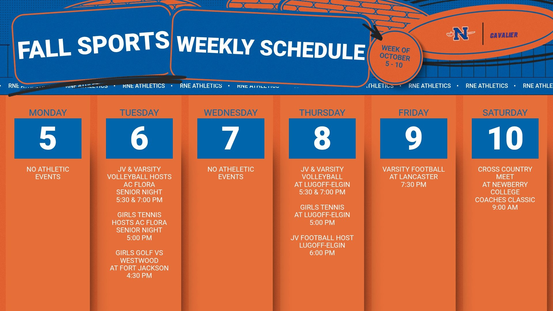 Slide 0 - Athletic Events | Oct 5 - 10 