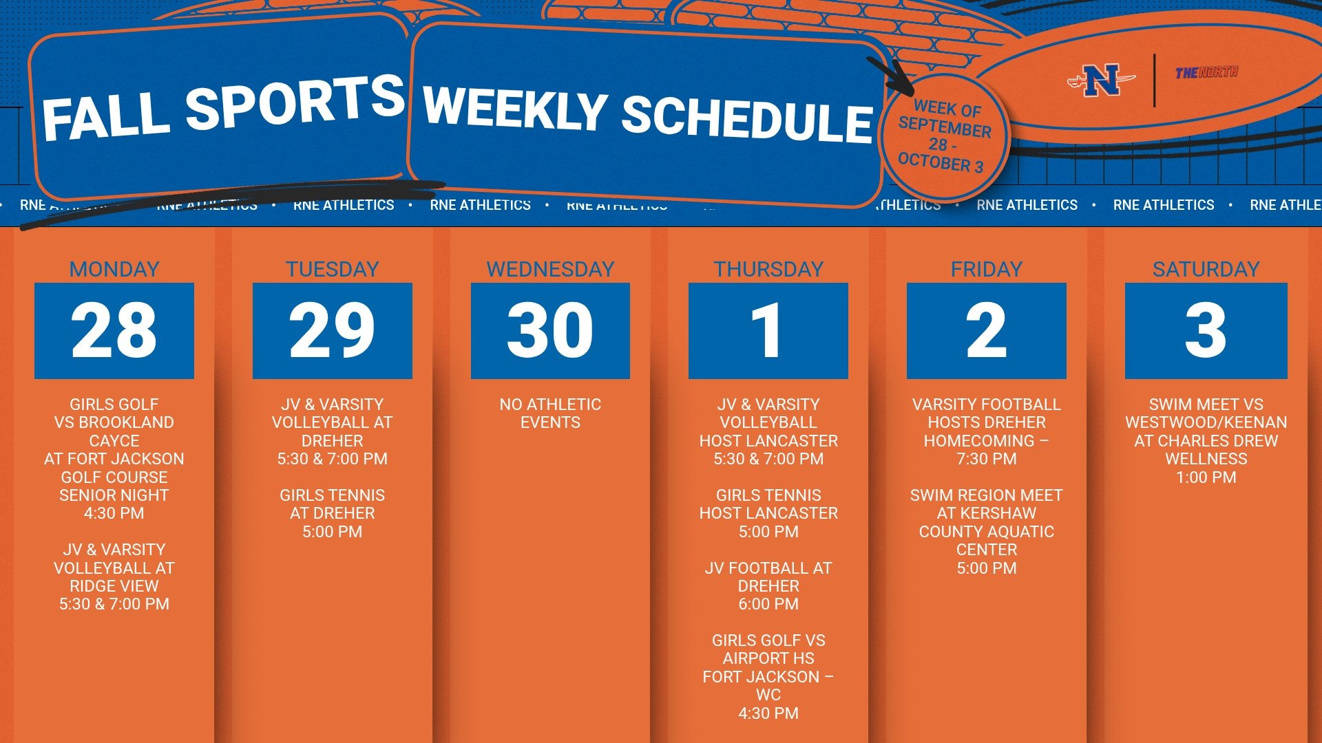 Slide 0 - Athletic Events | Sept 28 - 3 