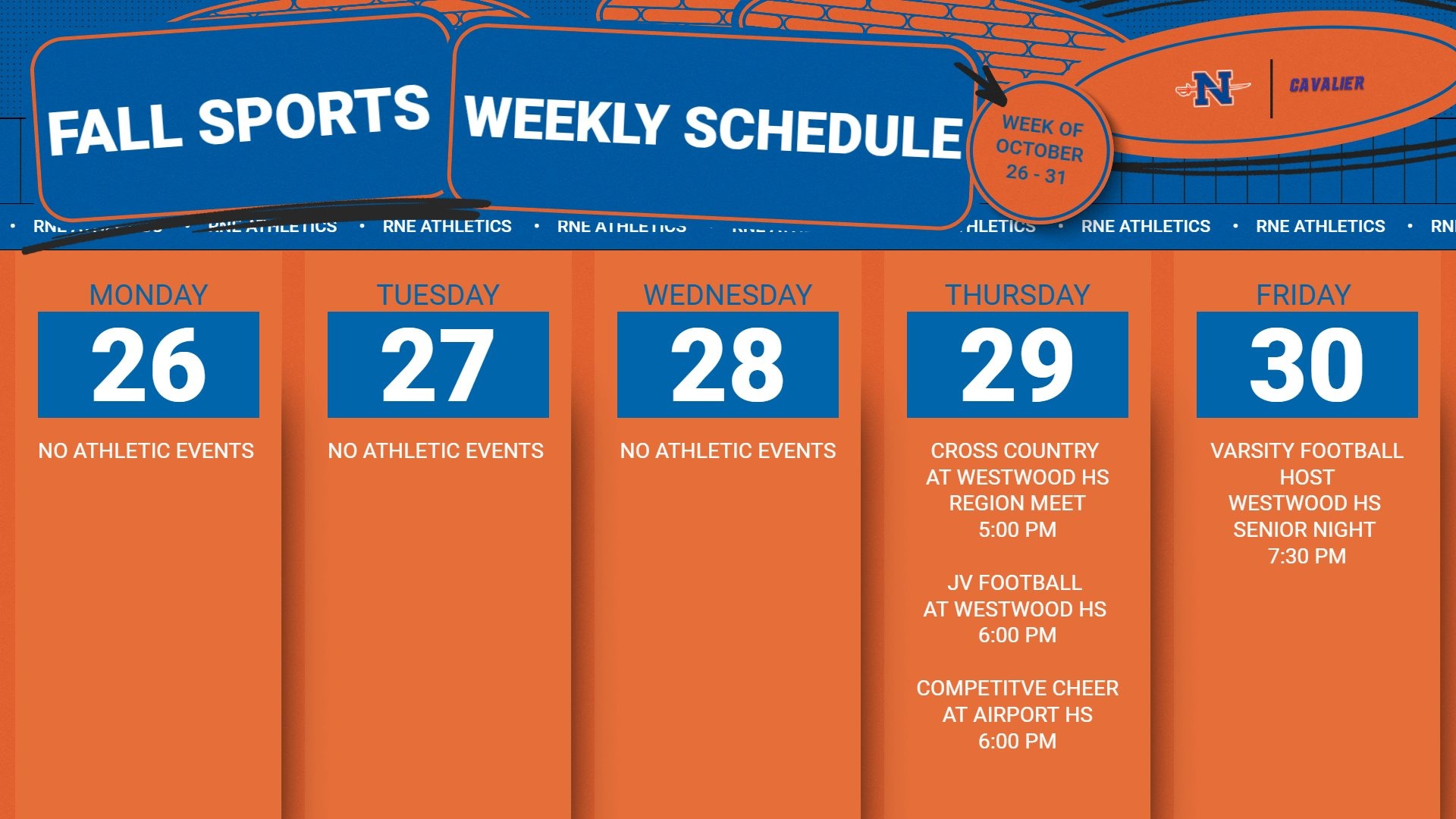Slide 0 - Athletic Events | Oct 26-30