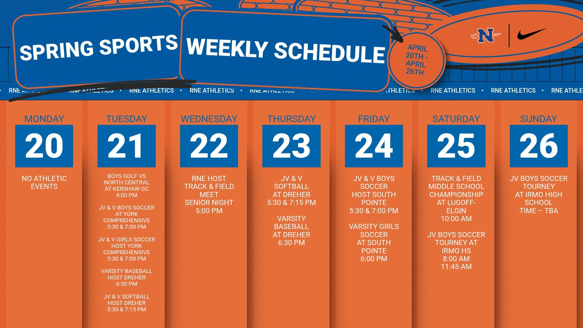 Slide 1 - Athletic Events | April 20 - 26