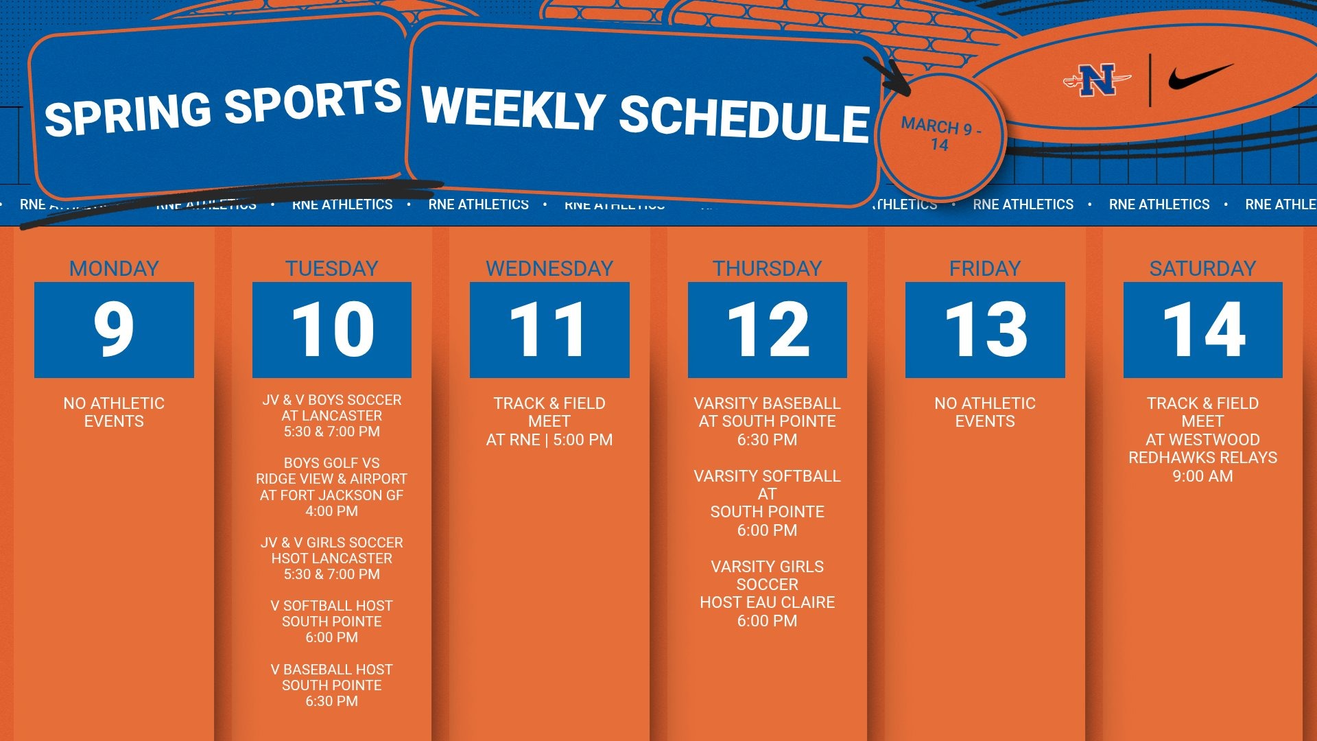 Slide 0 - Athletic Events | March 9 - 14