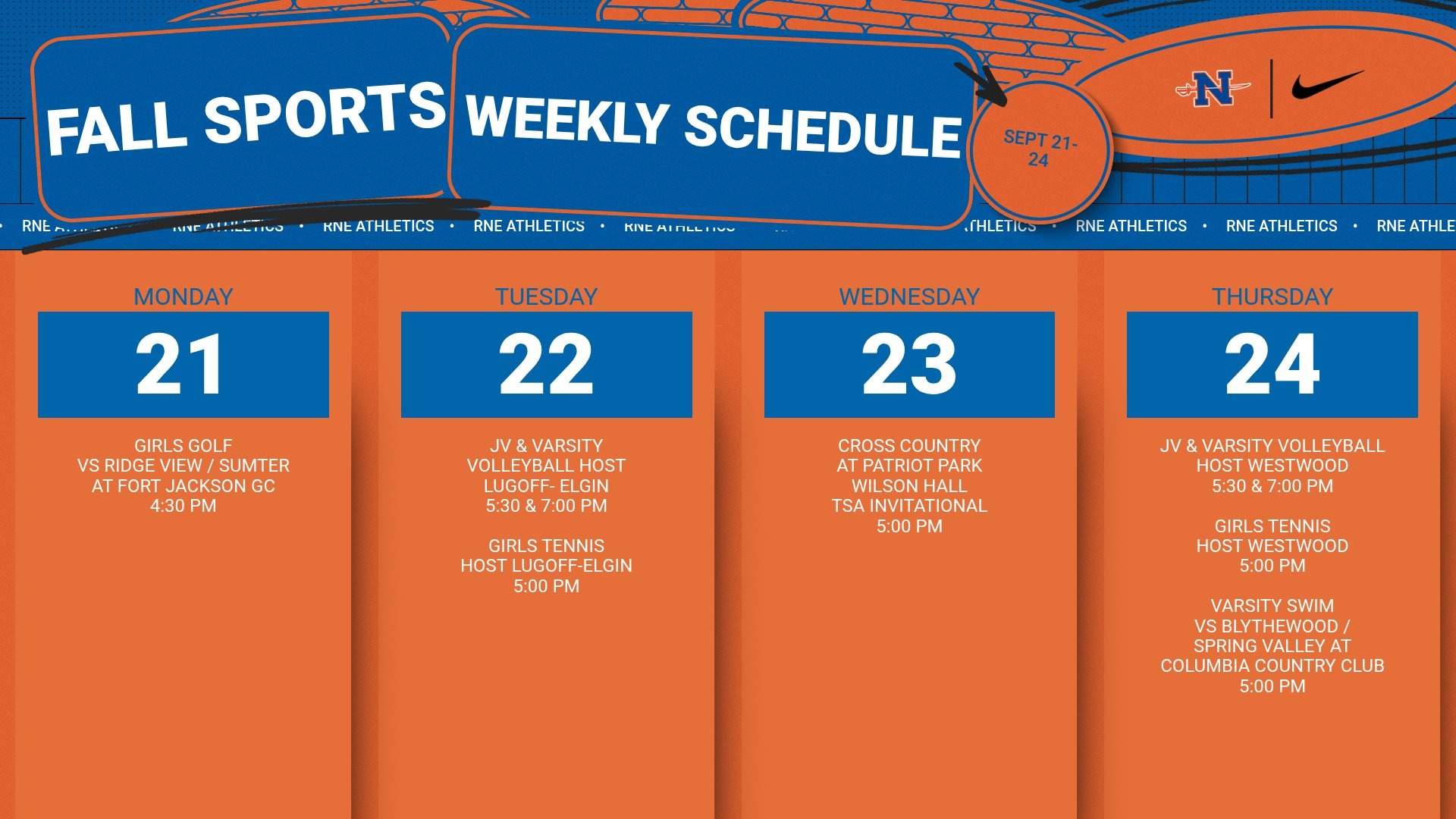 Slide 0 - Athletic Events | Sept 21-24