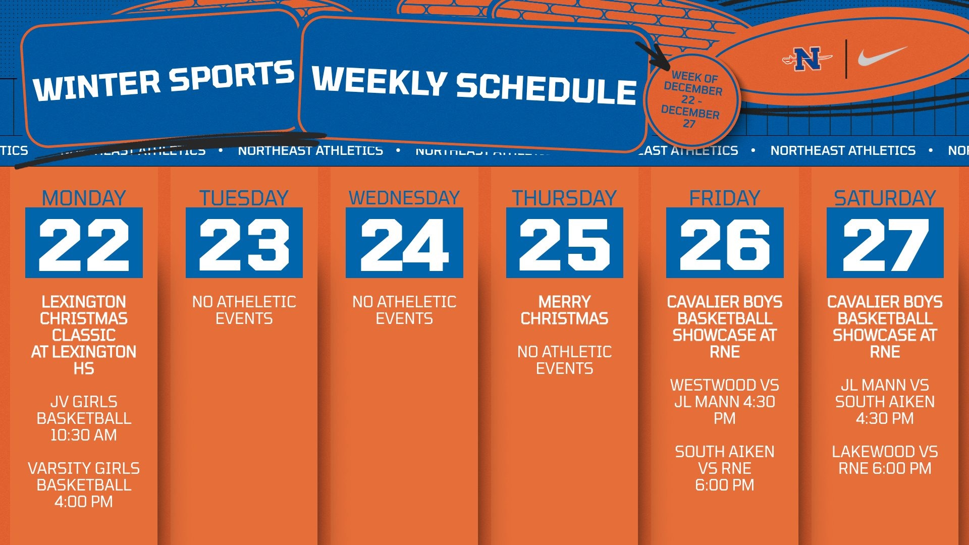 Slide 0 - Athletic Events | Dec 22 - 27