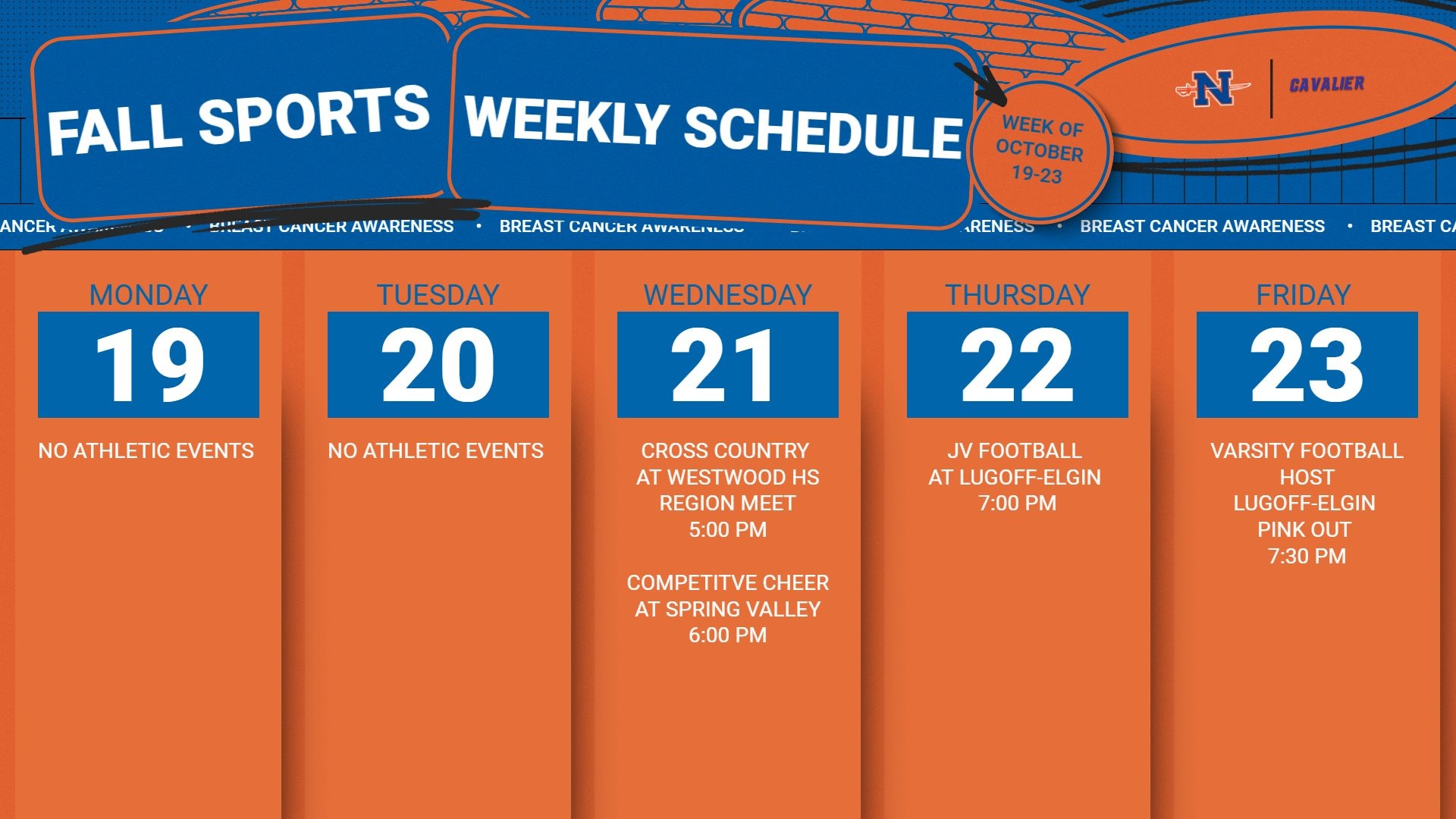 Slide 0 - Athletic Events | Oct 19 -23