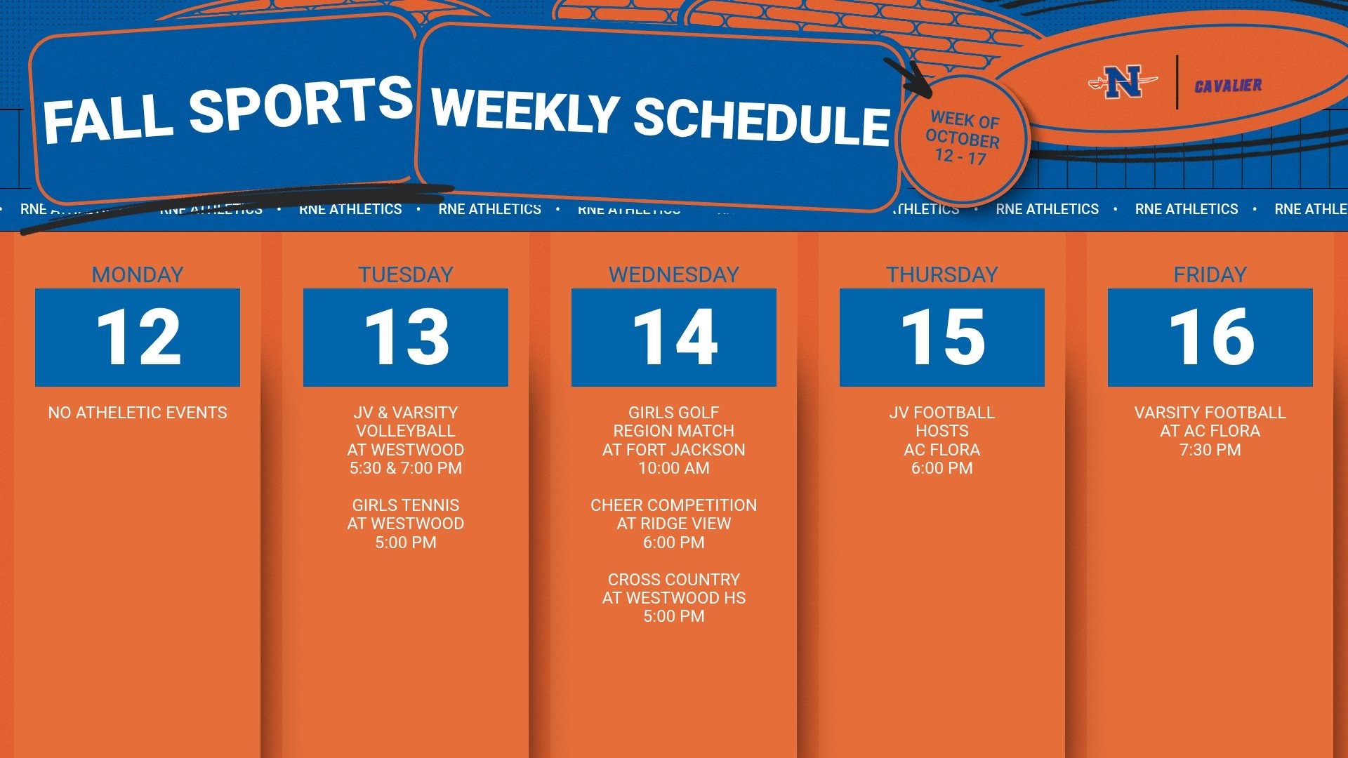 Slide 1 - Athletic Events | Oct 12 - 16 