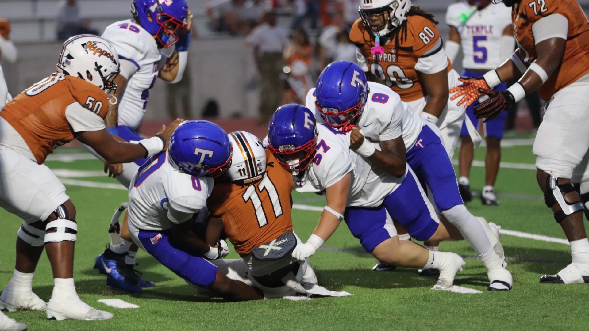 Slide 0 - Hutto rides big early lead to 53-14 victory over Temple