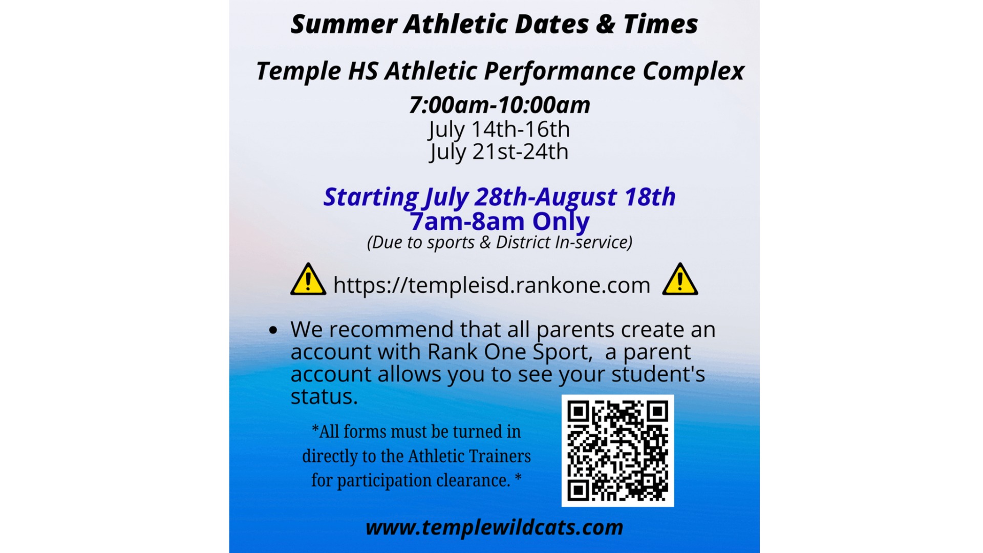 Slide 0 - Athletic Paperwork Turn in Times