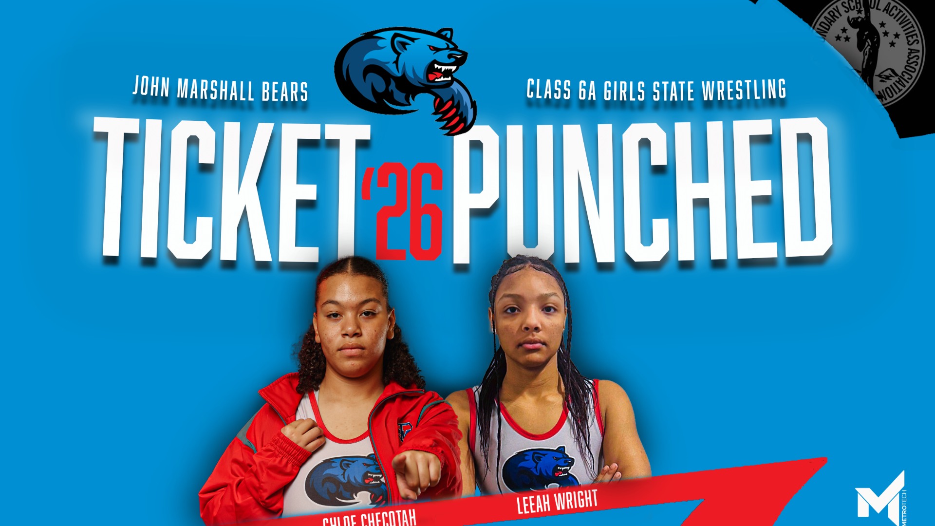 Slide 2 - John Marshall's Khloe Checotah and Leeah Wright Punch Tickets to Class 6A Girls State Wrestling Meet
