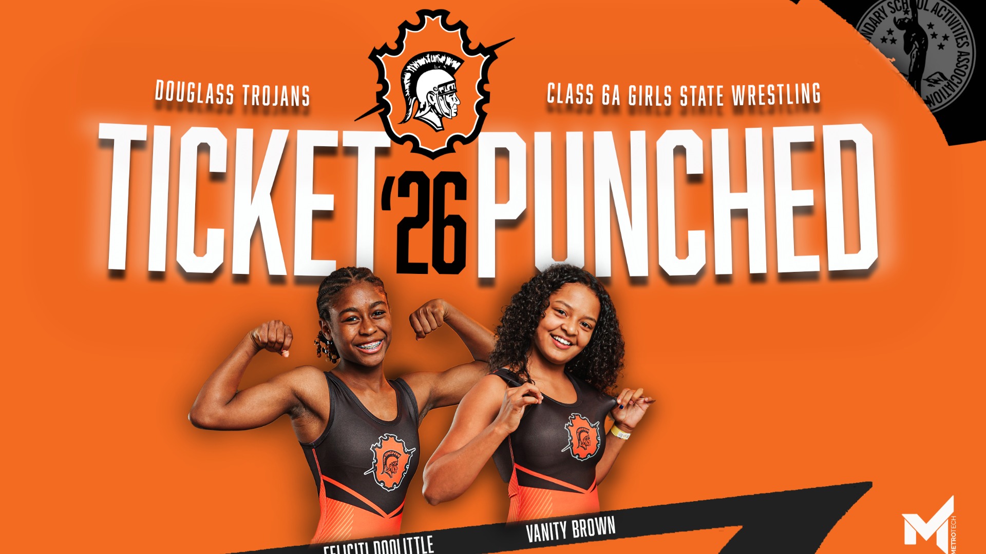 Slide 0 - Douglass' Feliciti Doolittle and Vanity Brown Punch Tickets to Class 6A Girls State Wrestling Meet