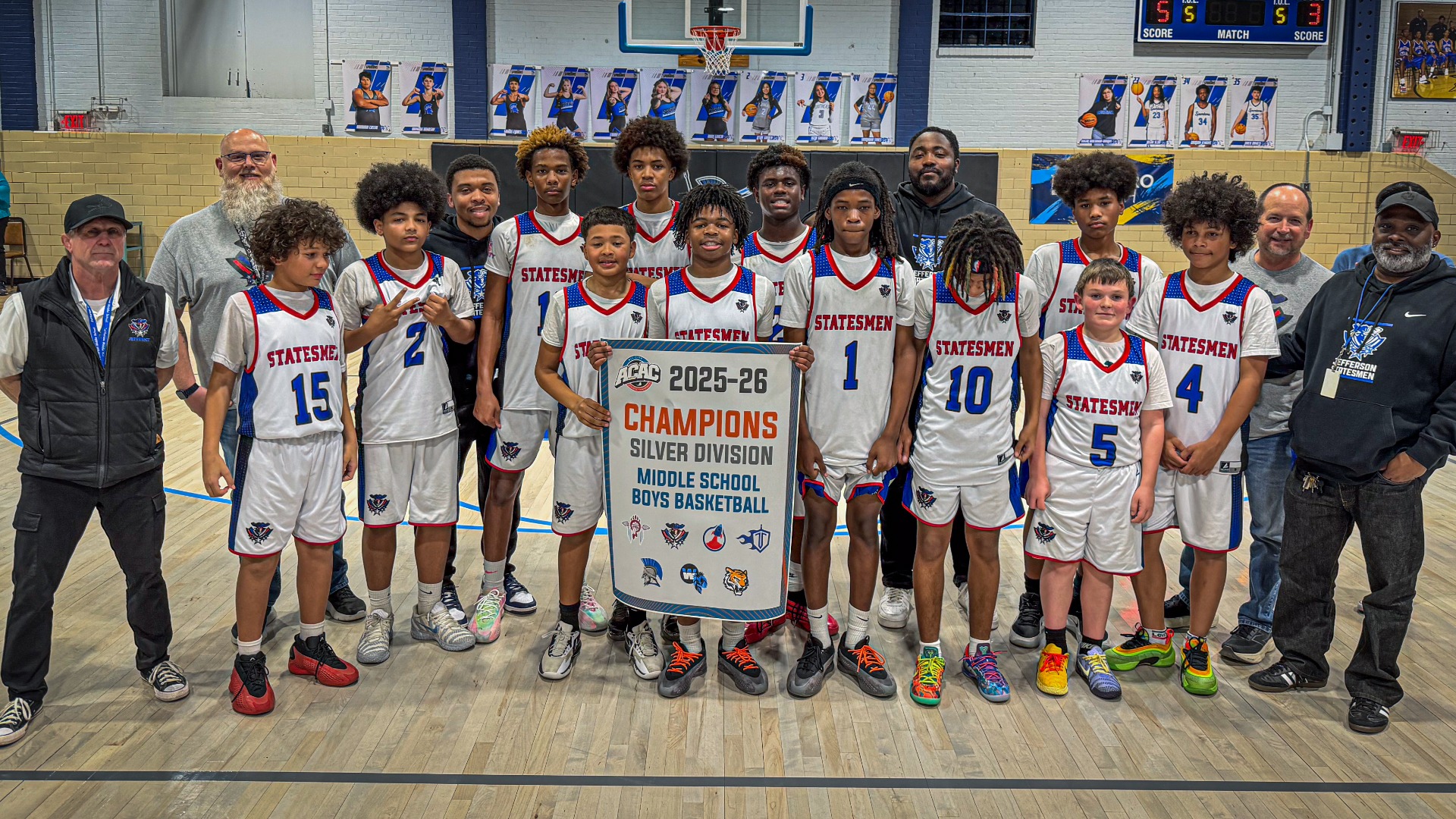 Slide 0 - Statesmen Claim ACAC Middle School Basketball - Silver Division Championship Banner