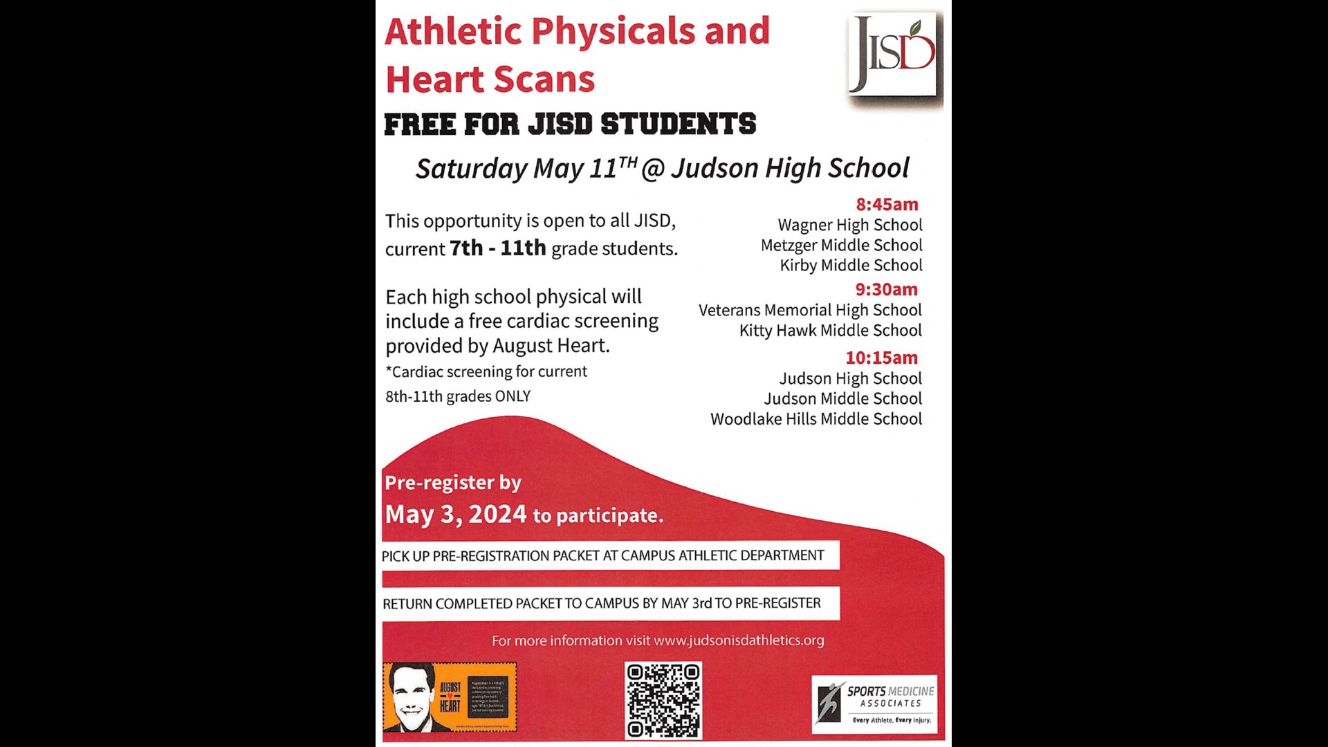 Judson ISDSlide 1 - Athletic Physicals - May 11th.