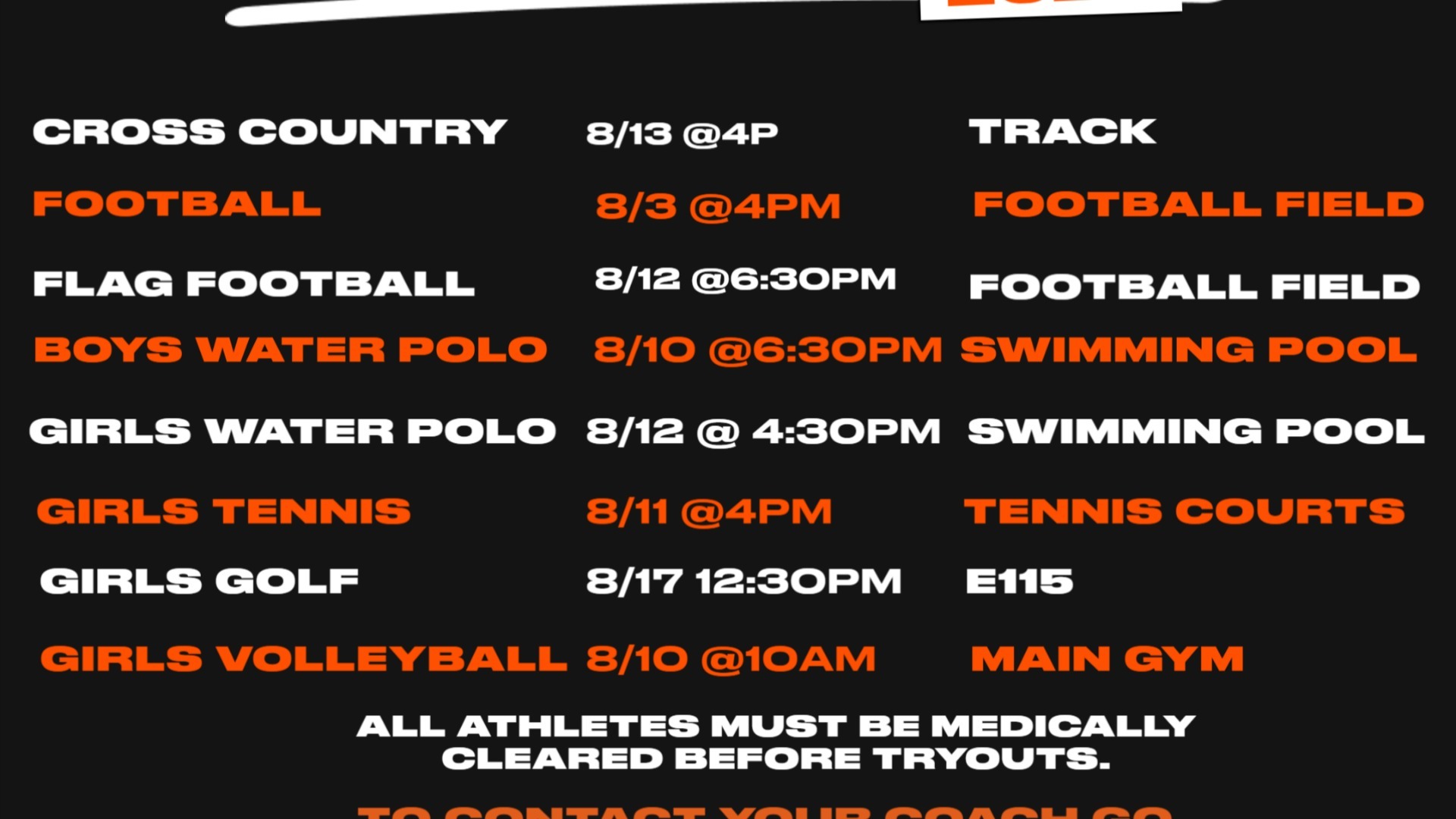 Slide 0 - Fall Tryout Information