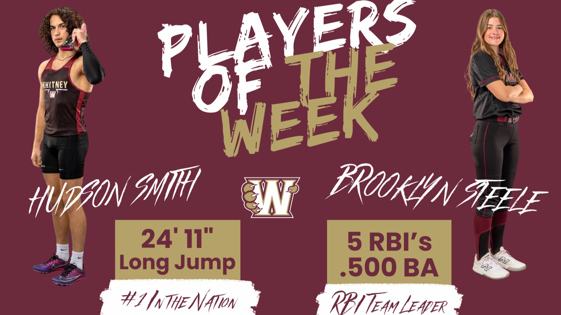Slide 2 - Players of the Week - Hudson Smith & Brooklyn Steele
