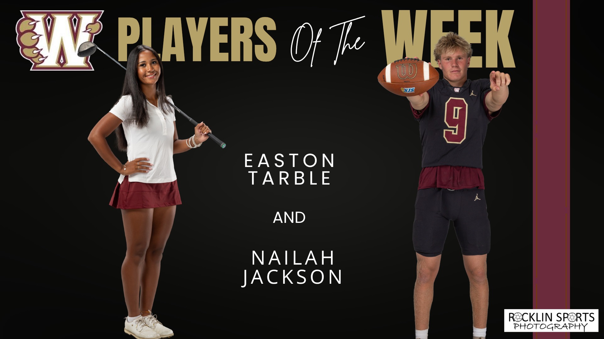 Slide 0 - Congratulations to Nailah and Easton for being this week's Players of the Week!