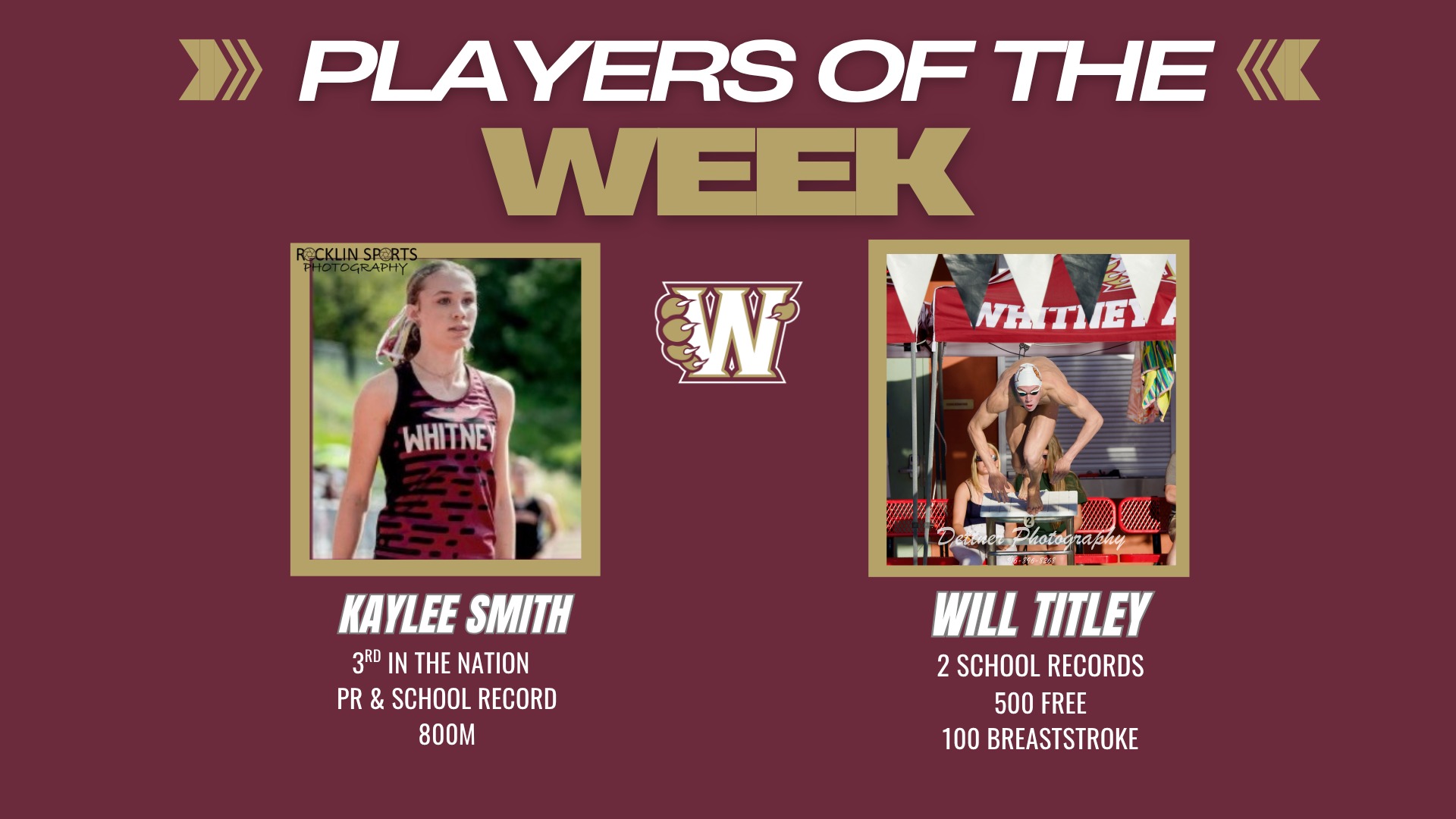 Slide 0 - Players of the Week - Kaylee Smith & Will Titley