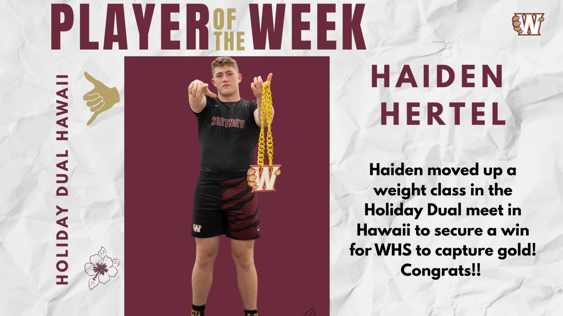 Slide 2 - Player of the Week - Haiden Hertel