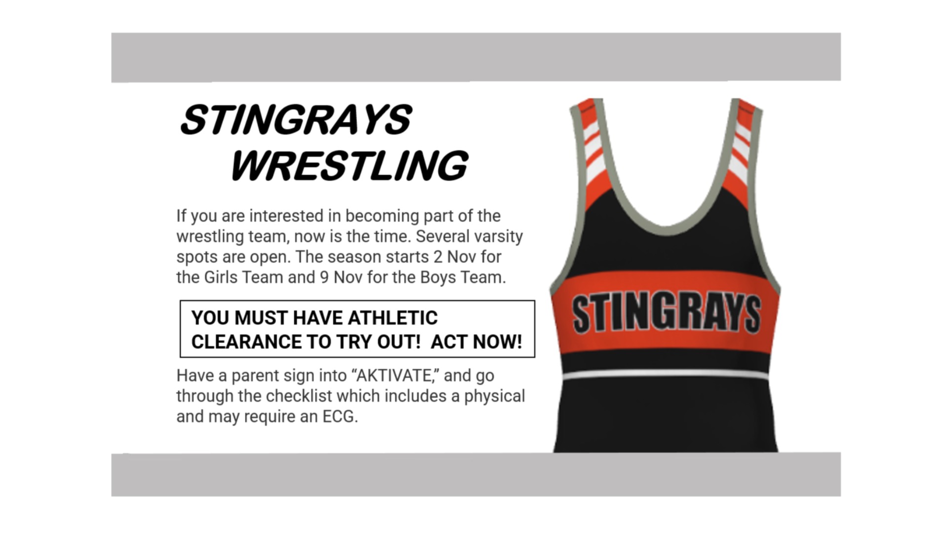 Slide 0 - GET YOUR ATHLETIC CLEARANCE NOW!