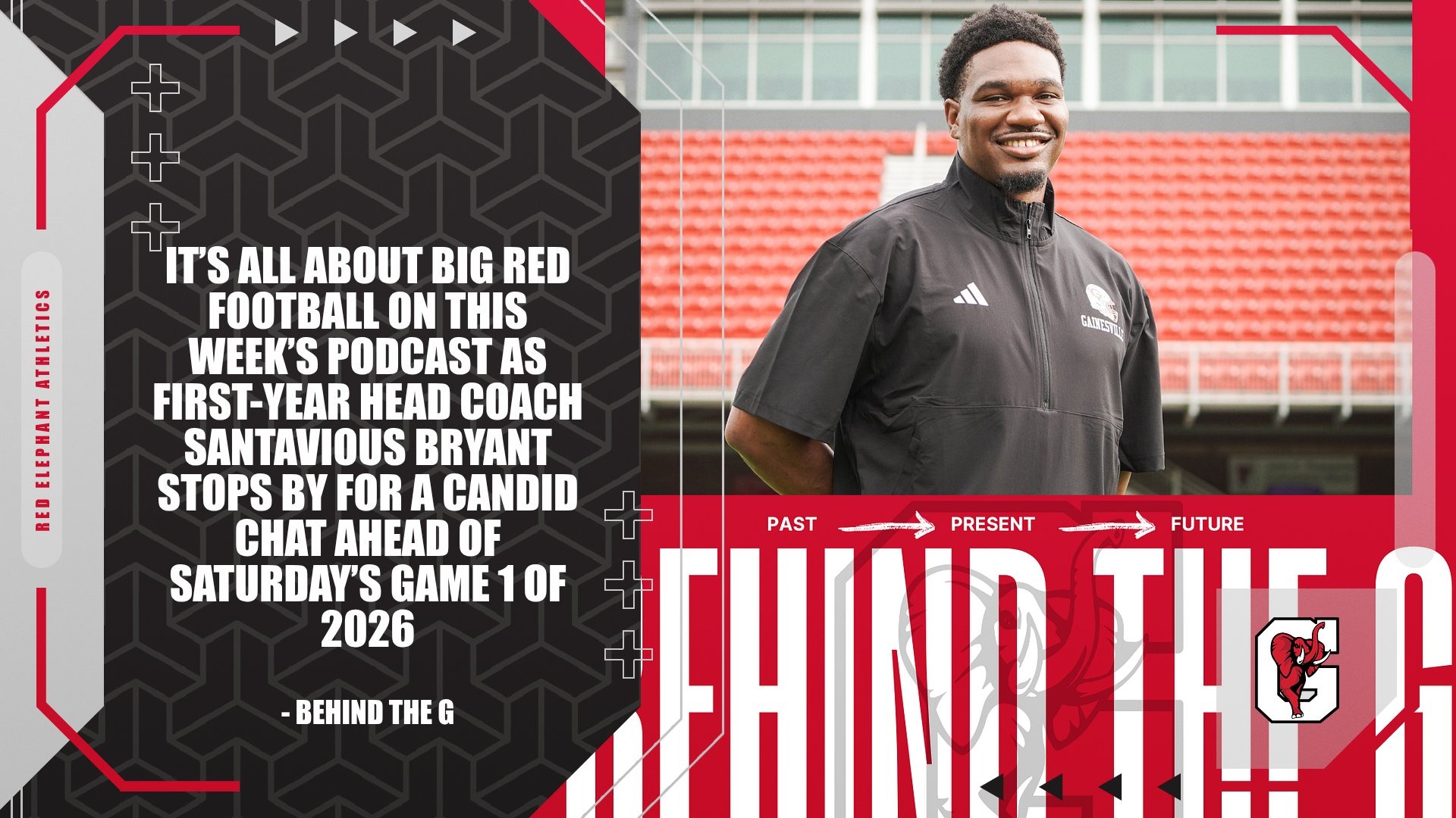 Slide 1 - Listen to the latest episode of our Red Elephant athletics podcast, Behind the G