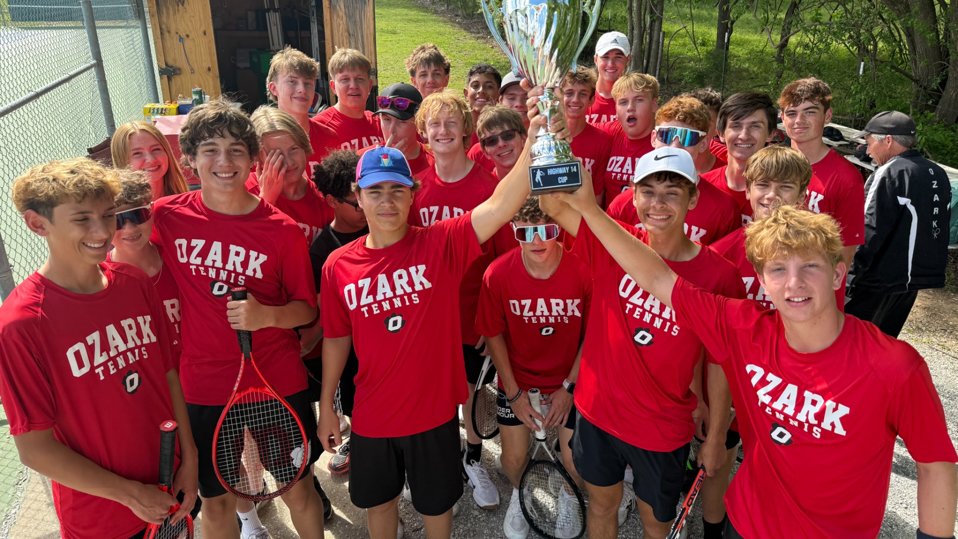 Slide 1 - Ozark Tigers Tennis Hoist the Highway 14 cup