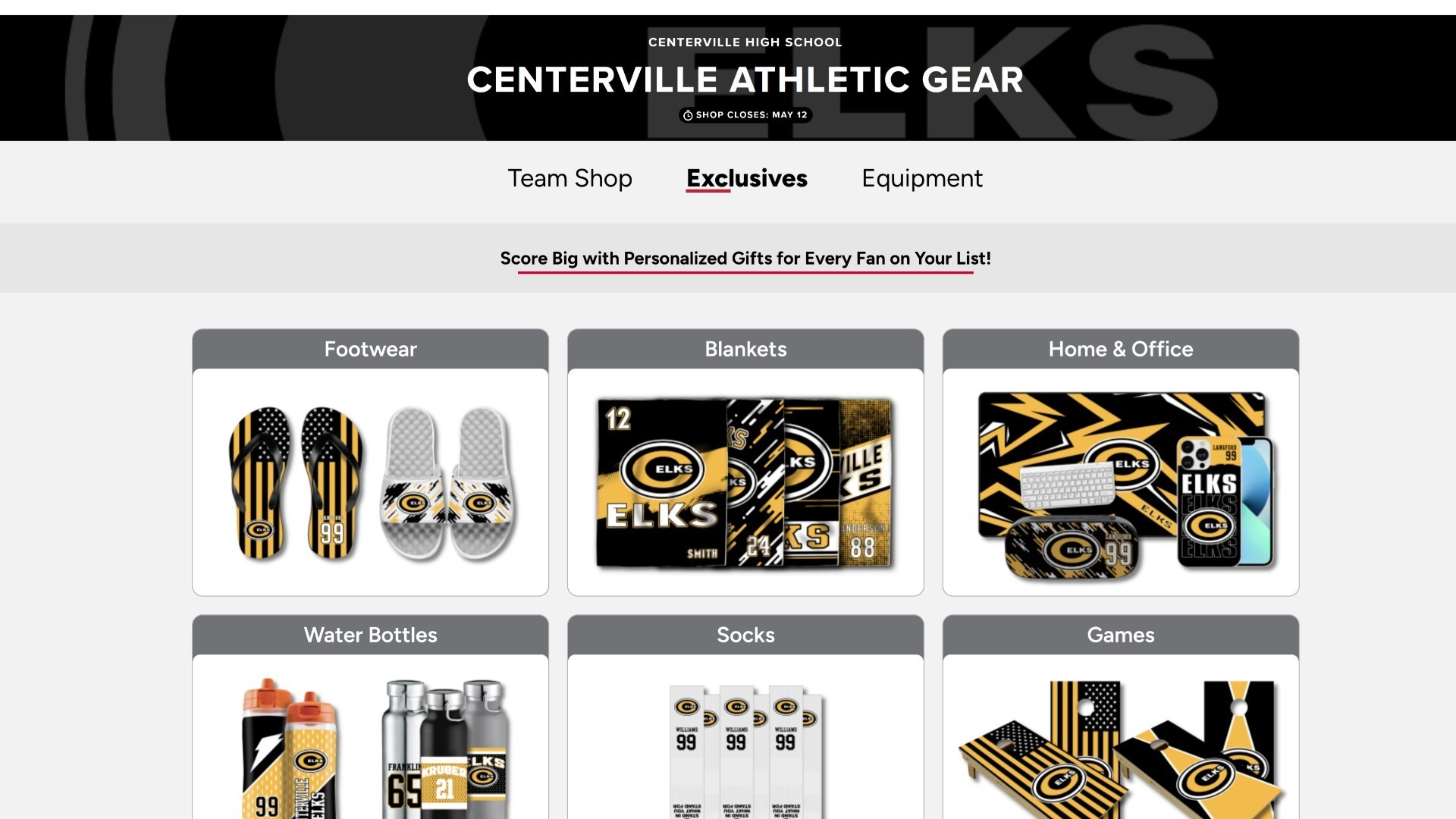 Slide 7 - The Official Centerville Athletics Elk Gear.  Ships in 2 days from the Sprint Shop!