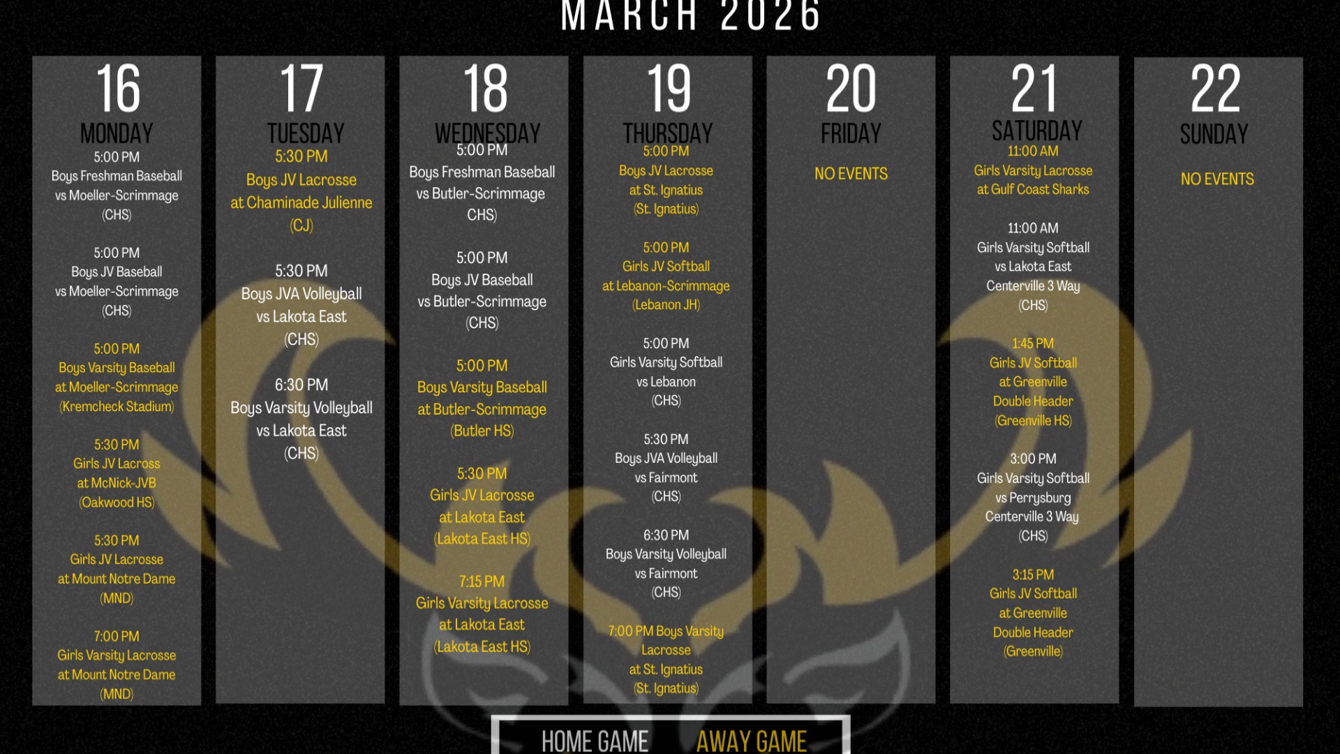 Slide 0 - CHS Athletics Events This Week