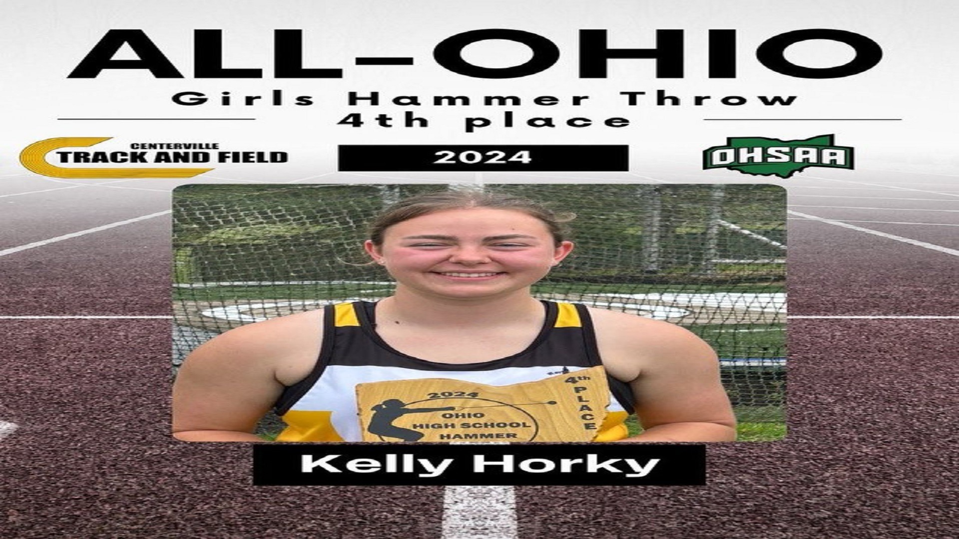 Slide 5 - Kelly Horky, Hammer Throw, 4th at State meet