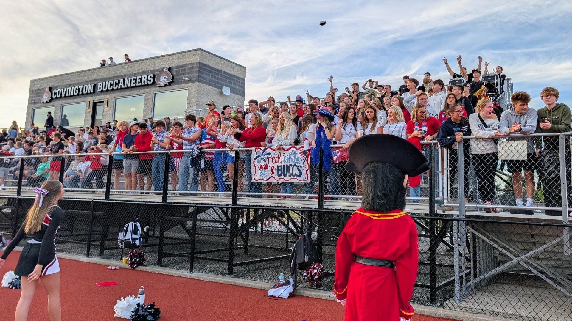 Student section at a football game at Smith Field