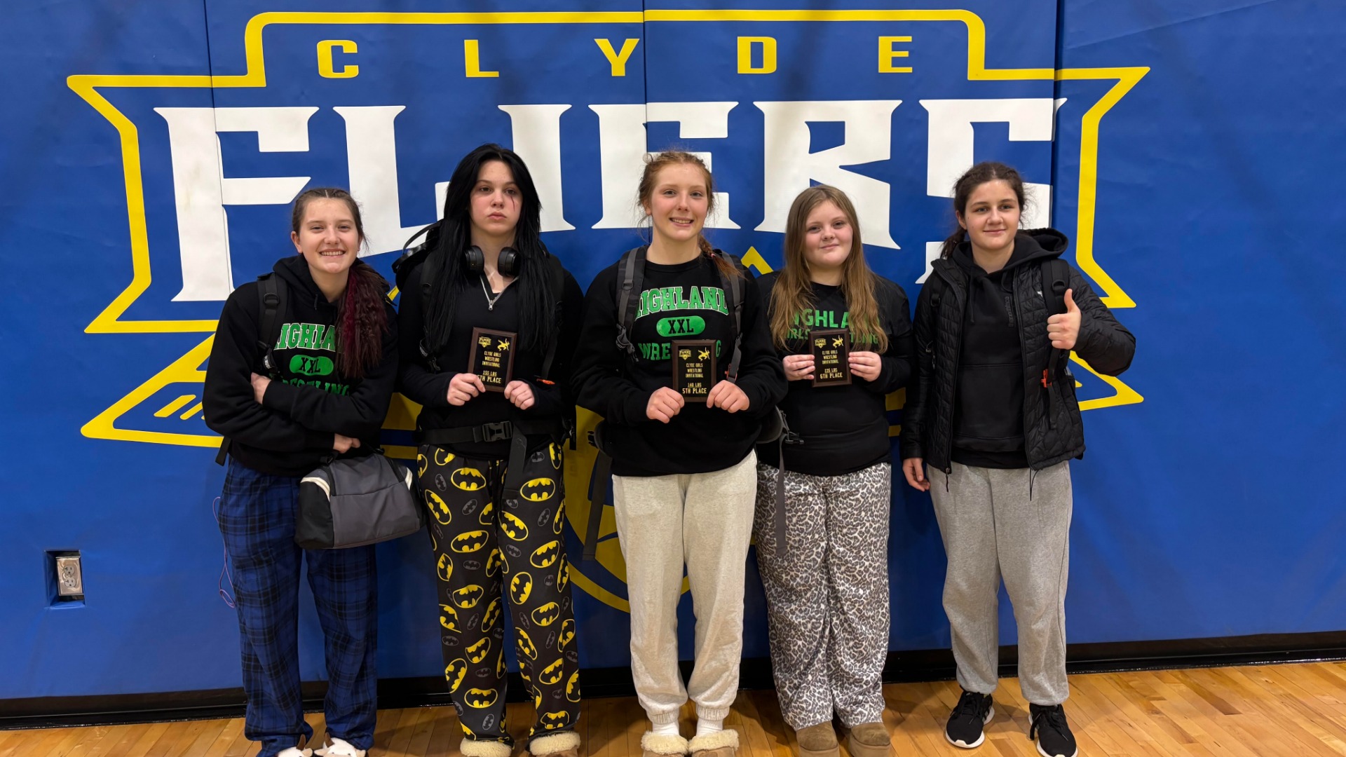Varsity Girls Wrestling Placers from the Clyde wrestling tournament Alyssa Storad — 7th place : Tina Hoi — 7th place : Kelsey Denholm — 5th place: Lex