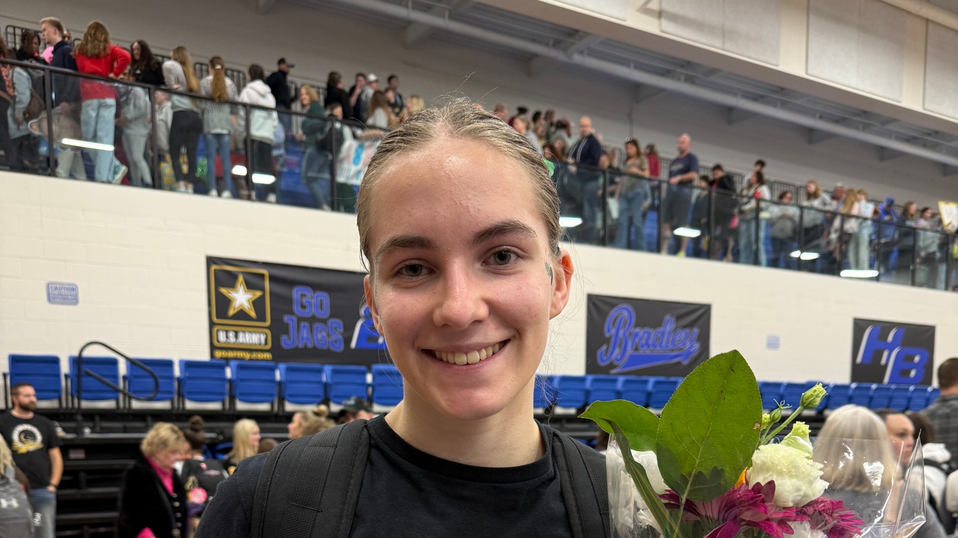 Ally Gryskiewicz after her 9th place finish on the balance beam